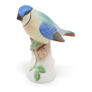 Herend Blue Tit Bird Porzellanfigur - Ungarn Handbemalt - Vintage Herend Vogel - Seltenes Herend Sammlerstück