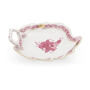 Herend Chinese Bouquet Pur Pur Blatt-Schale - Porzellan Servierplatte - Lila Blumen - Ungarn Vintage - Seltene Herend Sammlerware