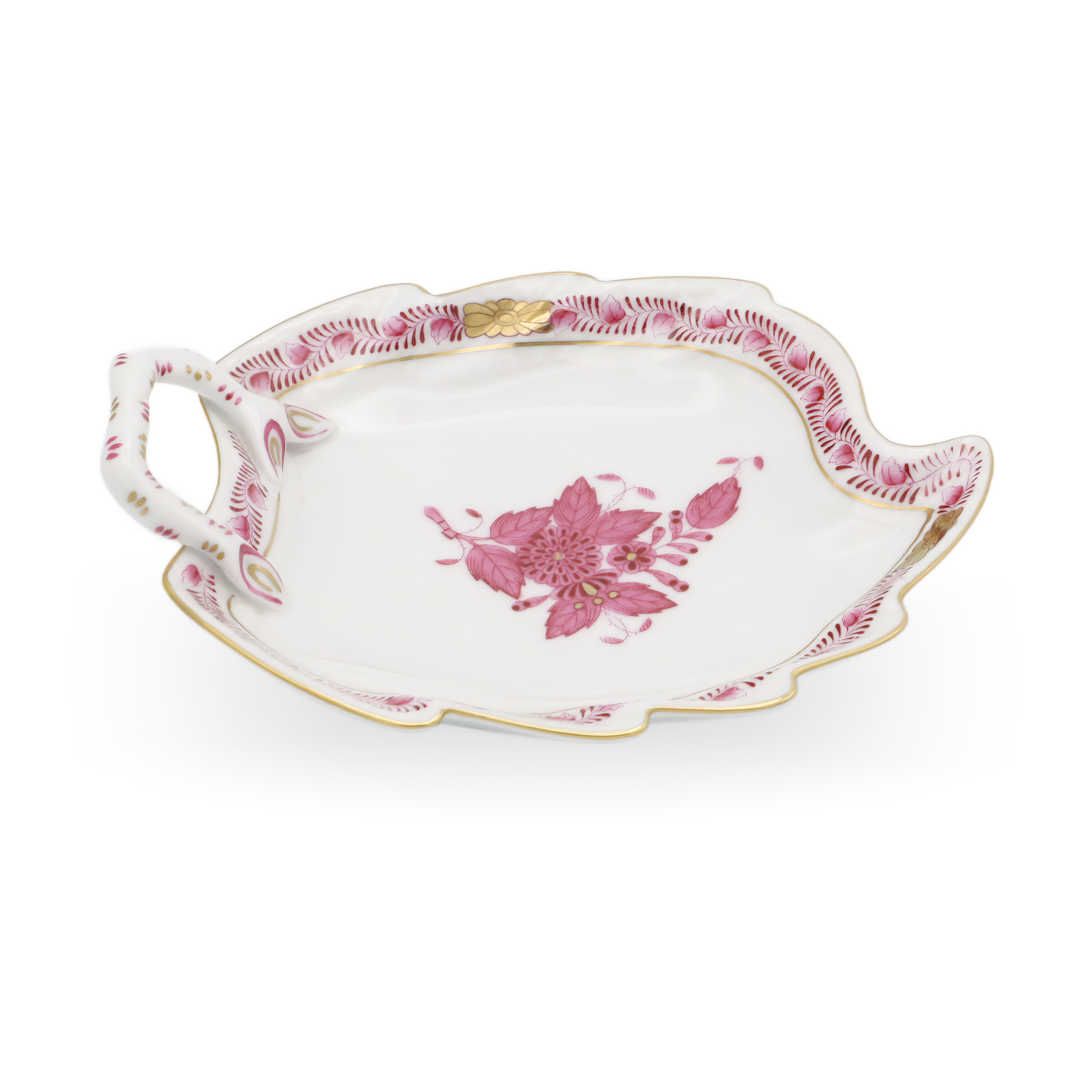 Herend Chinese Bouquet Pur Pur Blatt-Schale - Porzellan Servierplatte - Lila Blumen - Ungarn Vintage - Seltene Herend Sammlerware Herend Chinese Bouquet Pur Pur Blatt-Schale - Porzellan Servierplatte - Lila Blumen - Ungarn Vintage - Seltene Herend Sammlerware