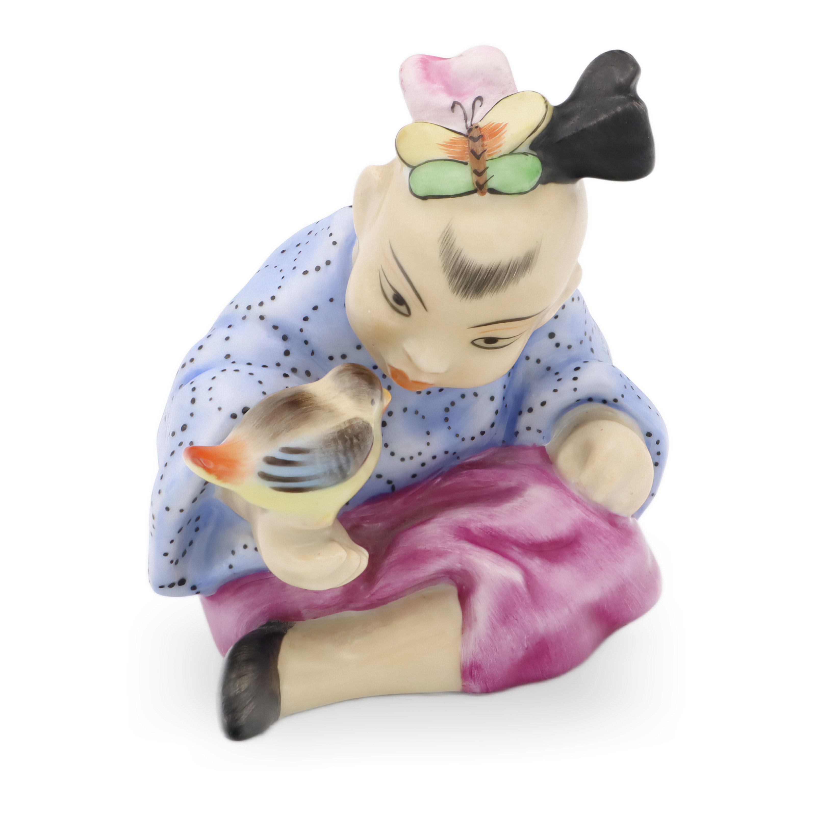 Herend Chinesisches Mädchen Mit Vogel Porzellanfigur - Ungarn Handbemalt - Seltene Herend Figur - Vintage Orientalische Dekoration - Sammlerstück Herend Chinesisches Mädchen Mit Vogel Porzellanfigur - Ungarn Handbemalt - Seltene Herend Figur - Vintage Orientalische Dekoration - Sammlerstück