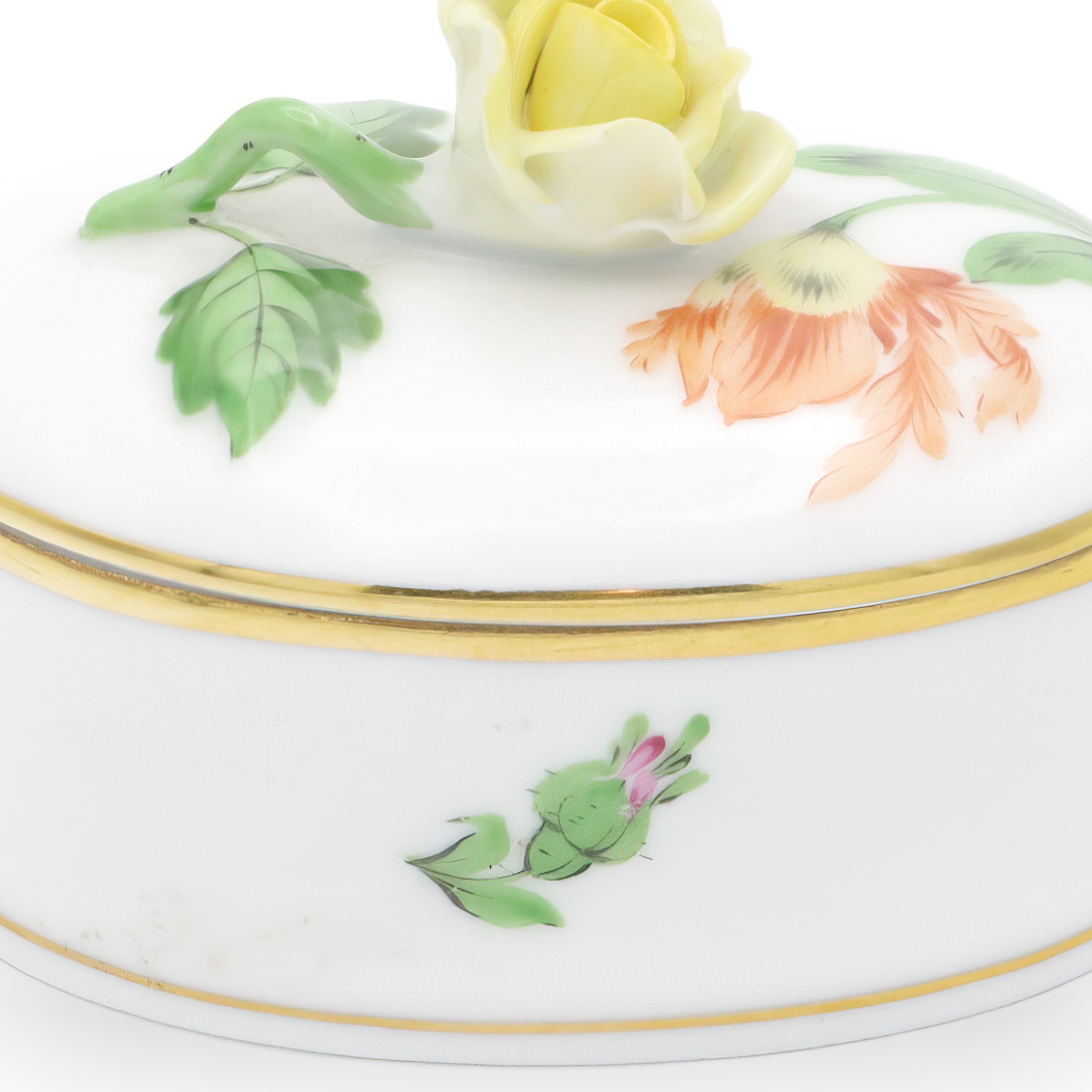 Herend Handbemalte Antike Schmuckdose Mit Rosenknauf - Ungarische Porzellan Schatulle - Viktorianisches Erinnerungsstück - Sammlerstück Thumbnail for Herend Handbemalte Antike Schmuckdose Mit Rosenknauf - Ungarische Porzellan Schatulle - Viktorianisches Erinnerungsstück - Sammlerstück