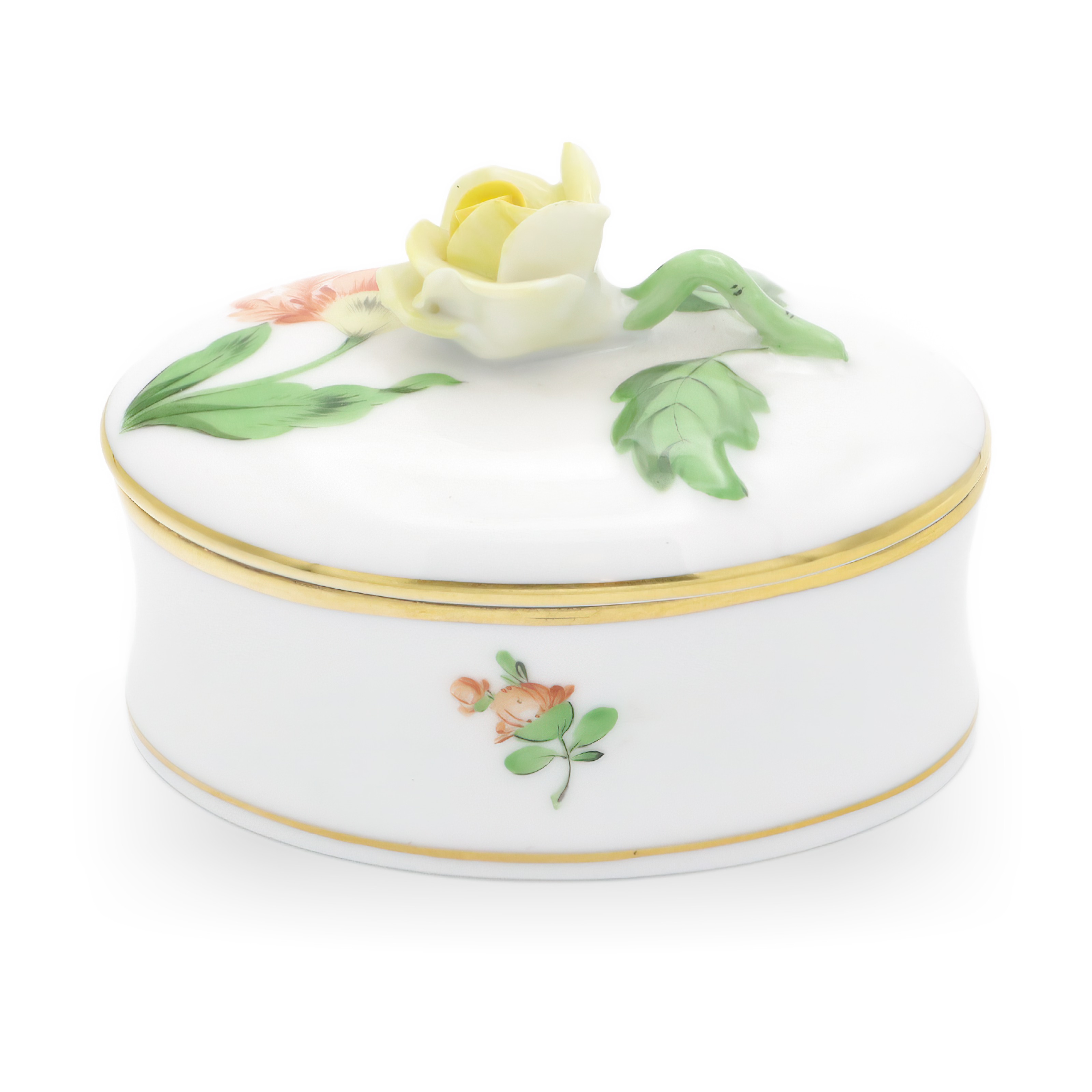 Herend Handbemalte Antike Schmuckdose Mit Rosenknauf - Ungarische Porzellan Schatulle - Viktorianisches Erinnerungsstück - Sammlerstück Thumbnail for Herend Handbemalte Antike Schmuckdose Mit Rosenknauf - Ungarische Porzellan Schatulle - Viktorianisches Erinnerungsstück - Sammlerstück