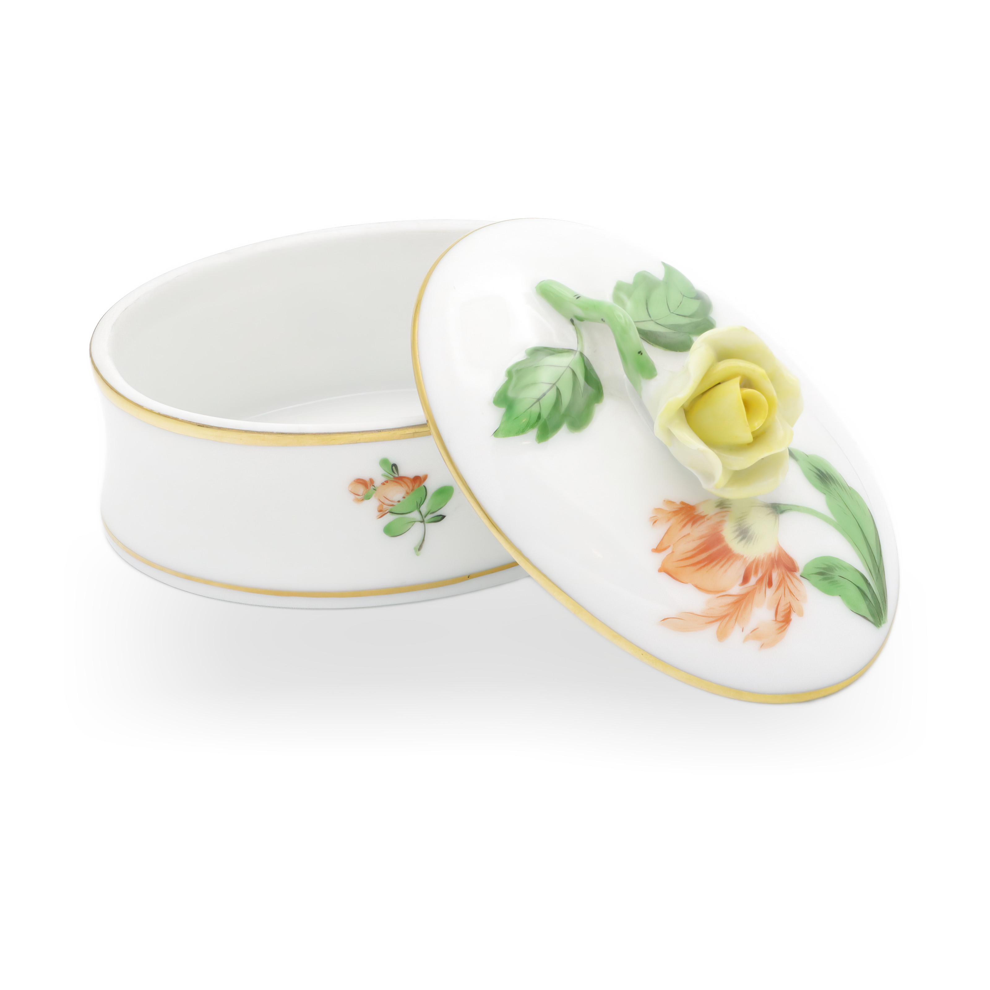 Herend Handbemalte Antike Schmuckdose Mit Rosenknauf - Ungarische Porzellan Schatulle - Viktorianisches Erinnerungsstück - Sammlerstück Thumbnail for Herend Handbemalte Antike Schmuckdose Mit Rosenknauf - Ungarische Porzellan Schatulle - Viktorianisches Erinnerungsstück - Sammlerstück