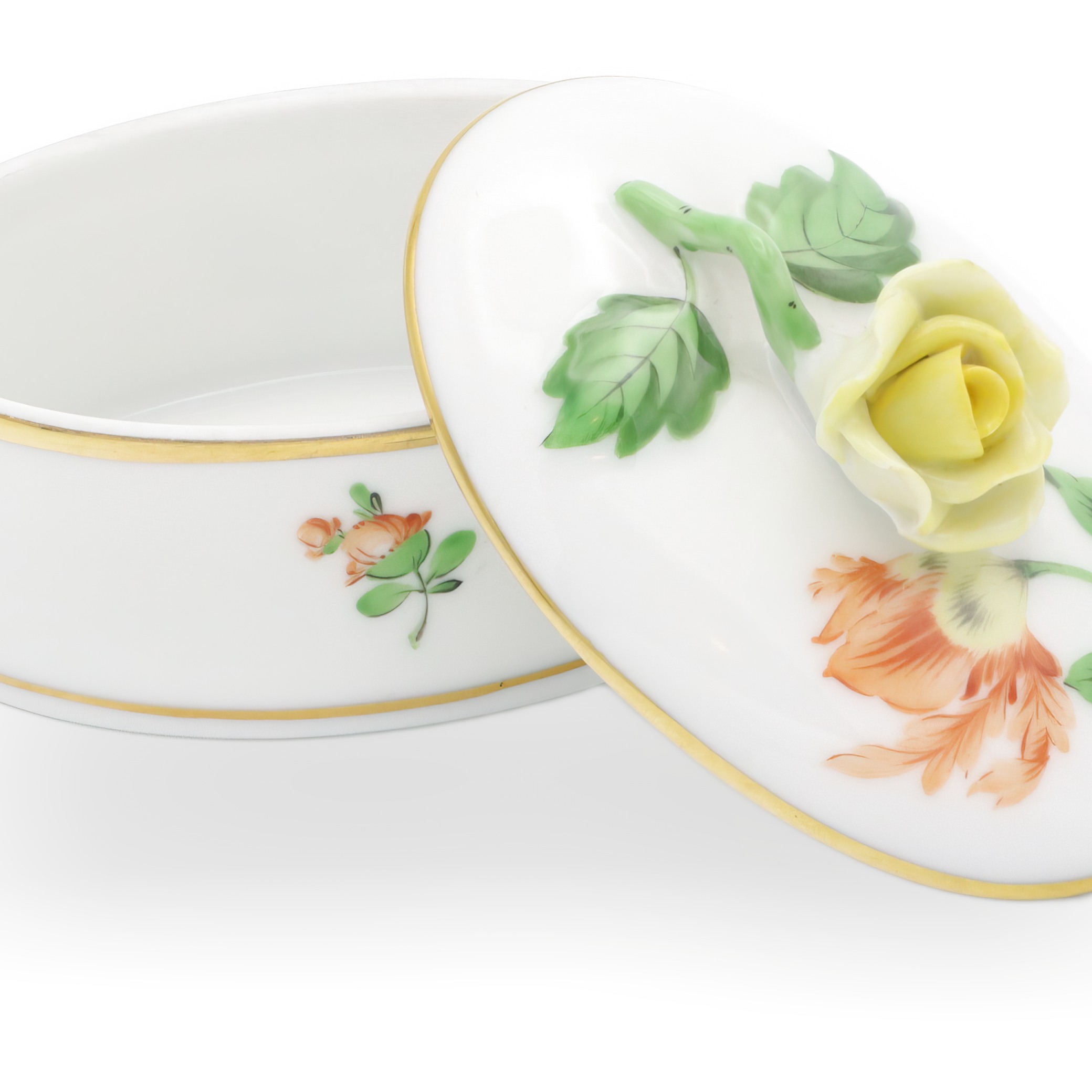 Herend Handbemalte Antike Schmuckdose Mit Rosenknauf - Ungarische Porzellan Schatulle - Viktorianisches Erinnerungsstück - Sammlerstück Thumbnail for Herend Handbemalte Antike Schmuckdose Mit Rosenknauf - Ungarische Porzellan Schatulle - Viktorianisches Erinnerungsstück - Sammlerstück