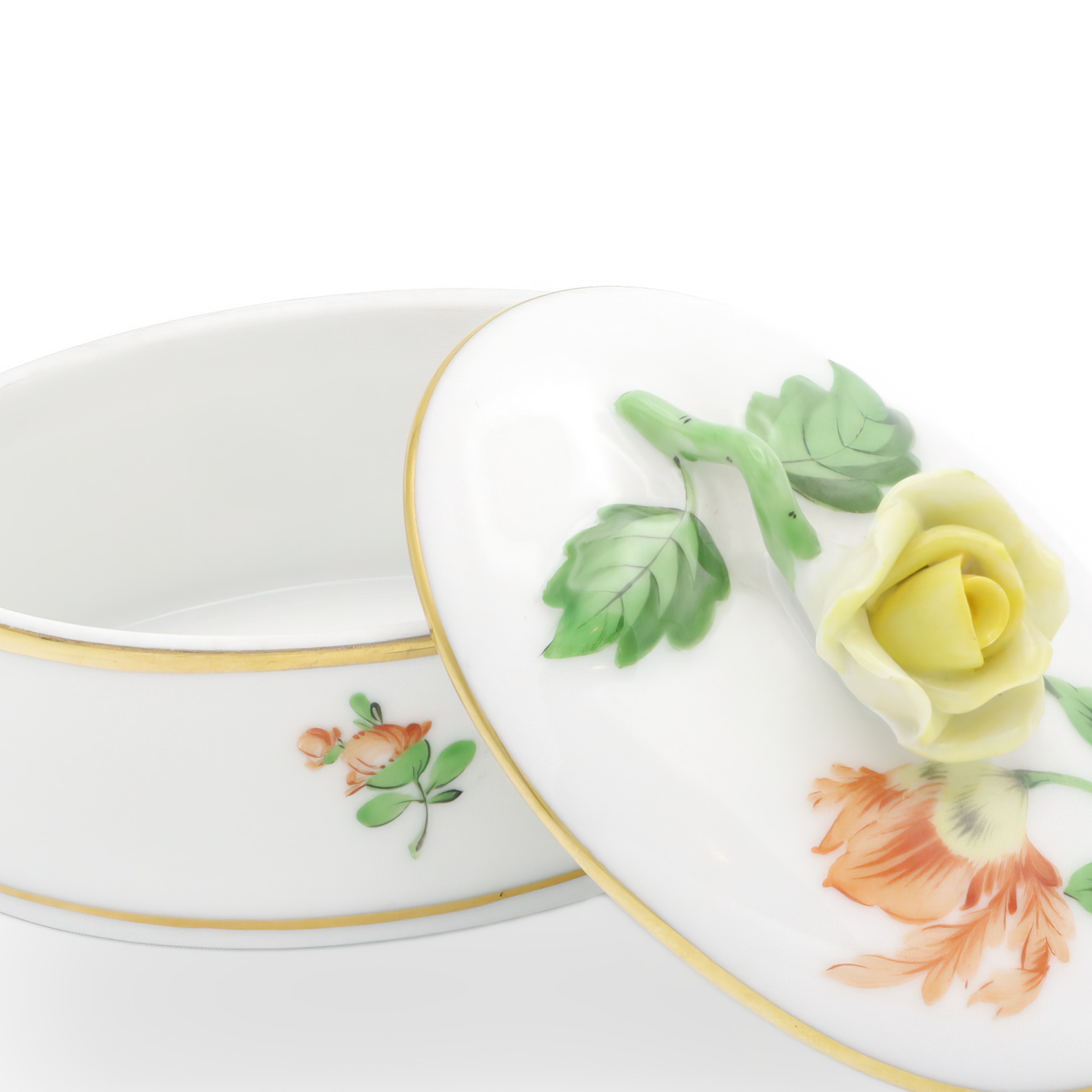 Herend Handbemalte Antike Schmuckdose Mit Rosenknauf - Ungarische Porzellan Schatulle - Viktorianisches Erinnerungsstück - Sammlerstück Thumbnail for Herend Handbemalte Antike Schmuckdose Mit Rosenknauf - Ungarische Porzellan Schatulle - Viktorianisches Erinnerungsstück - Sammlerstück