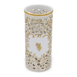 Herend - Antike Durchbruchvase - Antikweiß - Gold - Herend Mittelstück