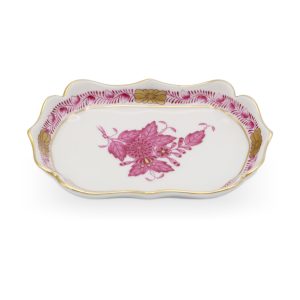 Herend Porzellan Chinesisches Bouquet Purpur Schmuckschale Vintage - Violette Blumen - Ungarn - Handbemalt - Dekoration Für Die Kommode - Selten