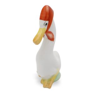 Herend Porzellan Gänsefigur Mit Rotem Häubchen - Ungarn Handbemaltes Tier - Sammlerobjekt Wasservogel Skulptur