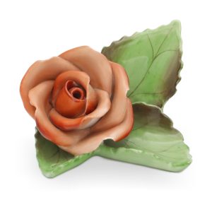 Herend Porzellan Rose Tischdeko - Antik – Ungarn - Handbemalt – Blumenfigur – Vintage Sammlerstück – Mit Herend-Marke