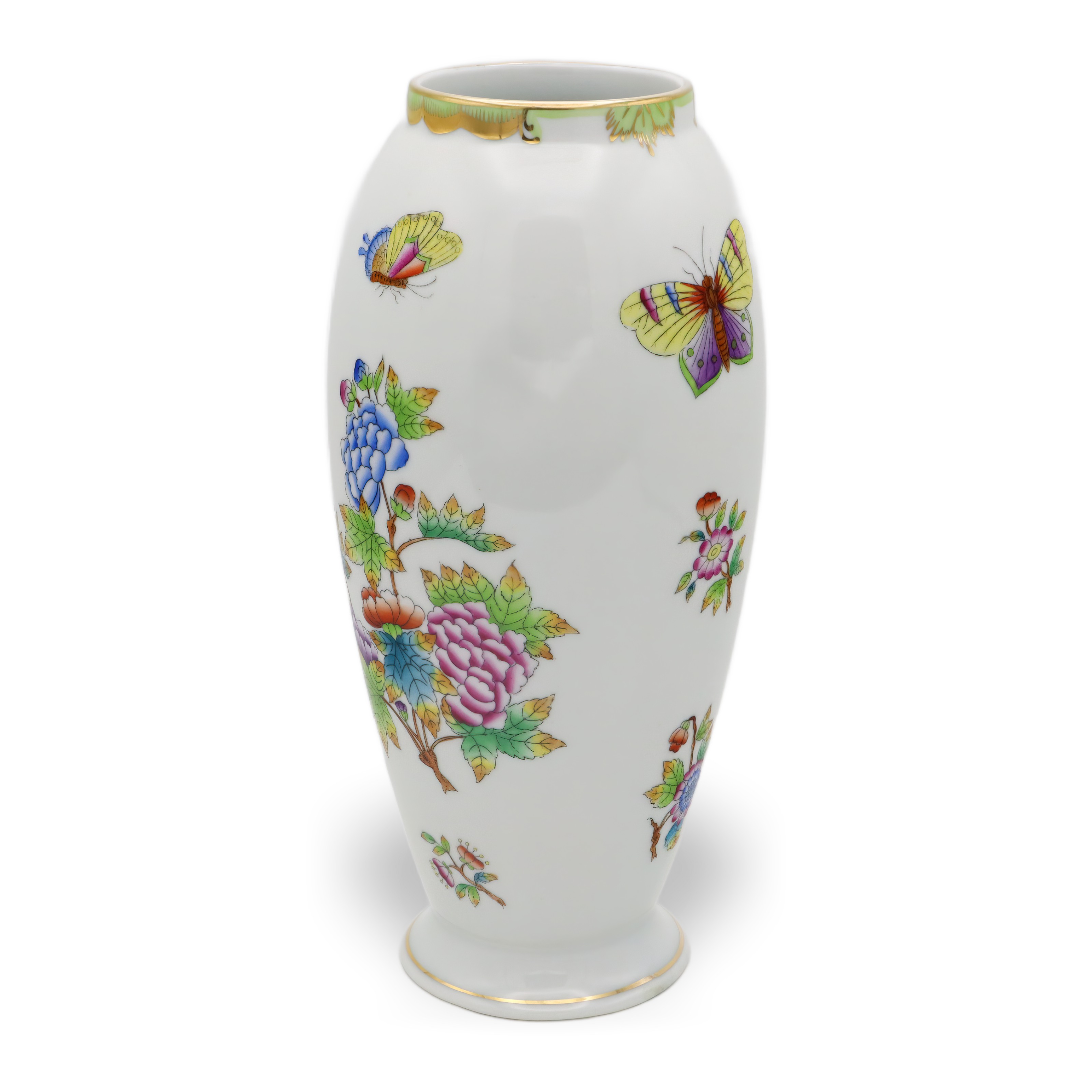 Herend Queen Victoria - Große Hohe Vase - Handbemalt - Selten - Schmetterling - Florales Porzellan - Ungarn - Vintage - Sammlerstück - Wohnkultur Thumbnail for Herend Queen Victoria - Große Hohe Vase - Handbemalt - Selten - Schmetterling - Florales Porzellan - Ungarn - Vintage - Sammlerstück - Wohnkultur