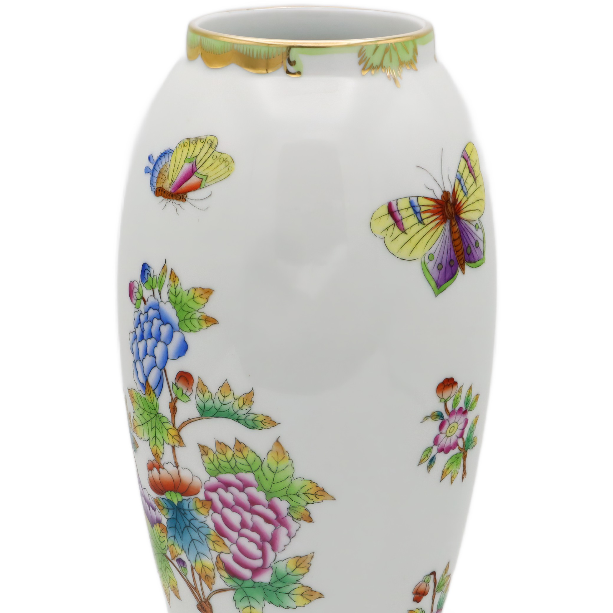 Herend Queen Victoria - Große Hohe Vase - Handbemalt - Selten - Schmetterling - Florales Porzellan - Ungarn - Vintage - Sammlerstück - Wohnkultur Thumbnail for Herend Queen Victoria - Große Hohe Vase - Handbemalt - Selten - Schmetterling - Florales Porzellan - Ungarn - Vintage - Sammlerstück - Wohnkultur