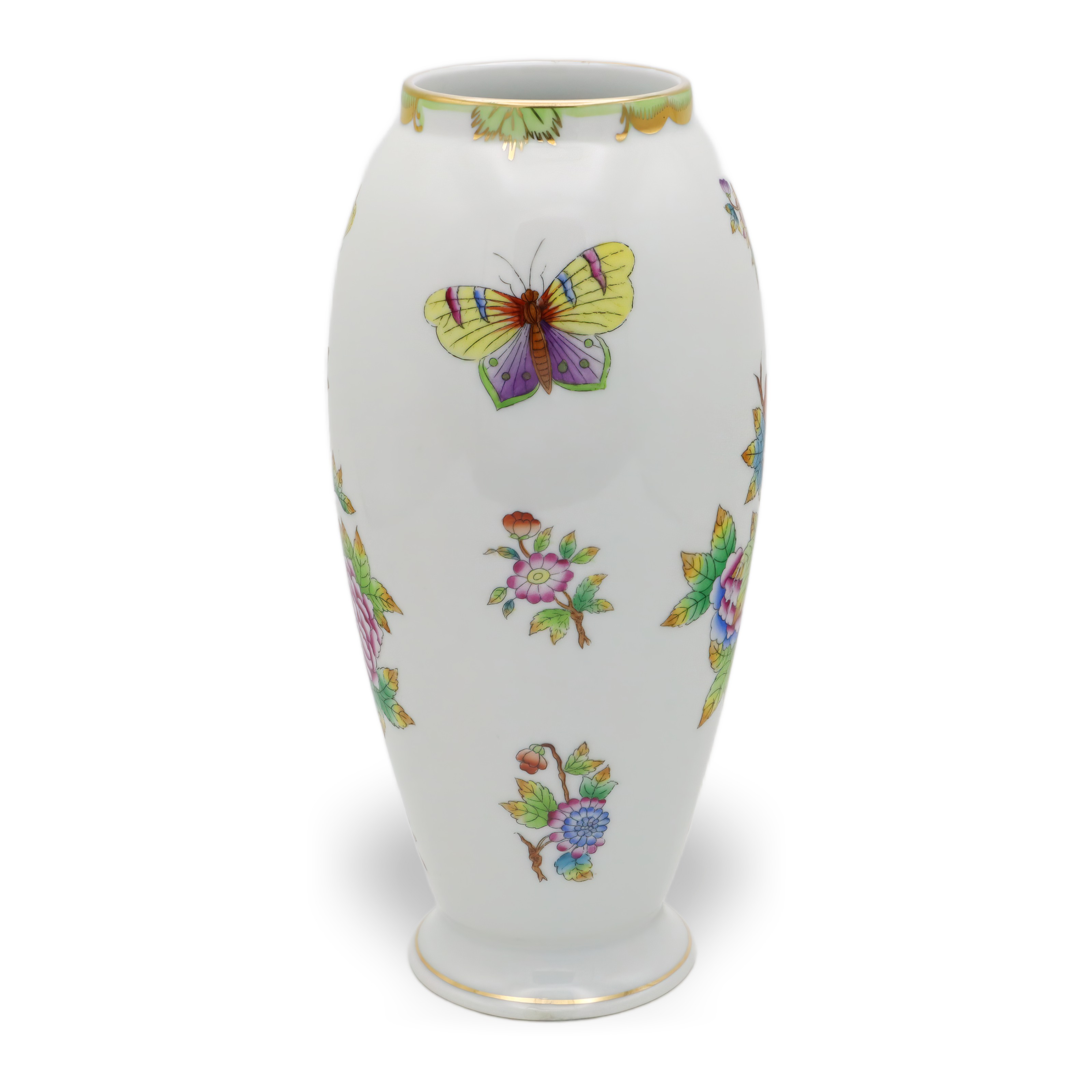 Herend Queen Victoria - Große Hohe Vase - Handbemalt - Selten - Schmetterling - Florales Porzellan - Ungarn - Vintage - Sammlerstück - Wohnkultur Thumbnail for Herend Queen Victoria - Große Hohe Vase - Handbemalt - Selten - Schmetterling - Florales Porzellan - Ungarn - Vintage - Sammlerstück - Wohnkultur