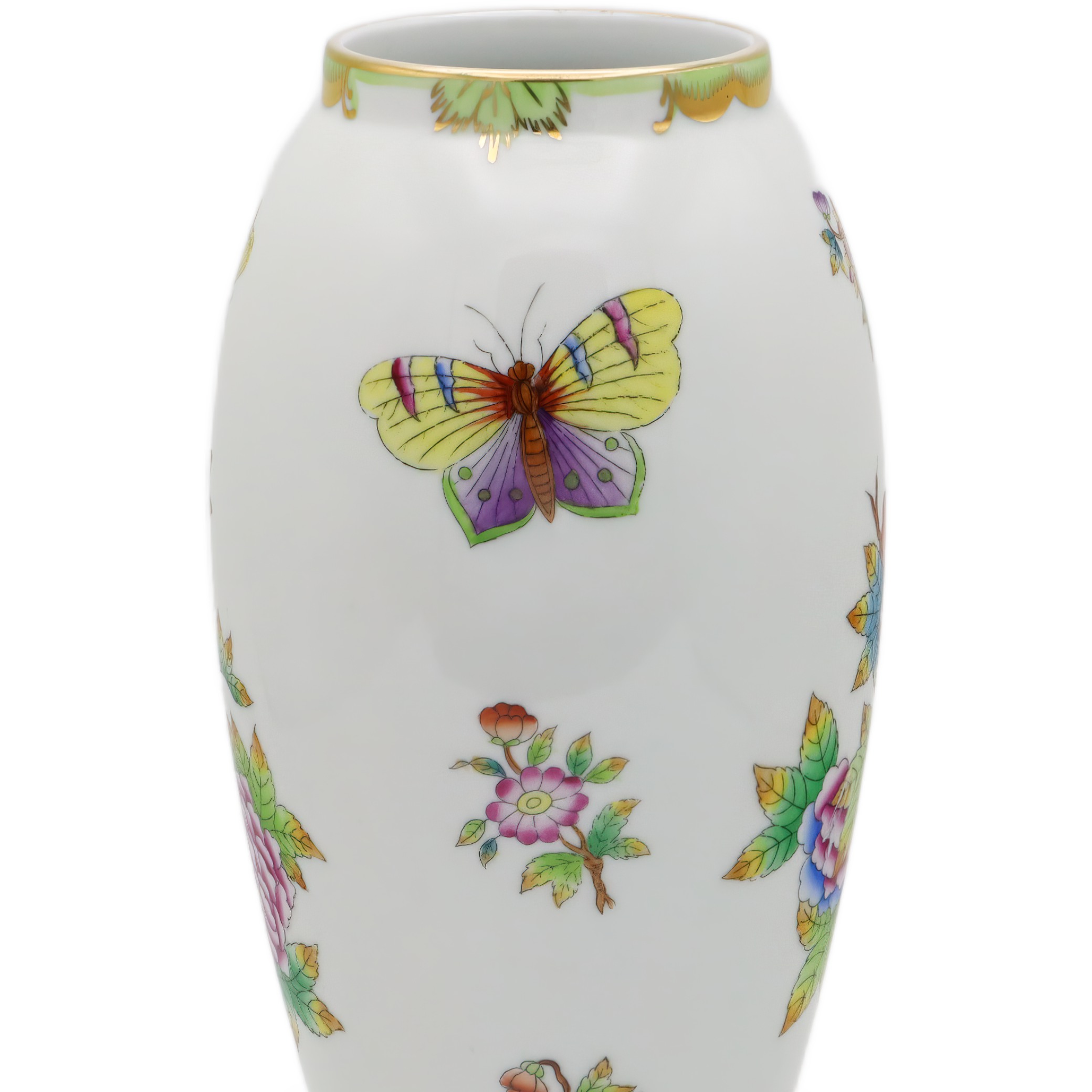 Herend Queen Victoria - Große Hohe Vase - Handbemalt - Selten - Schmetterling - Florales Porzellan - Ungarn - Vintage - Sammlerstück - Wohnkultur Thumbnail for Herend Queen Victoria - Große Hohe Vase - Handbemalt - Selten - Schmetterling - Florales Porzellan - Ungarn - Vintage - Sammlerstück - Wohnkultur