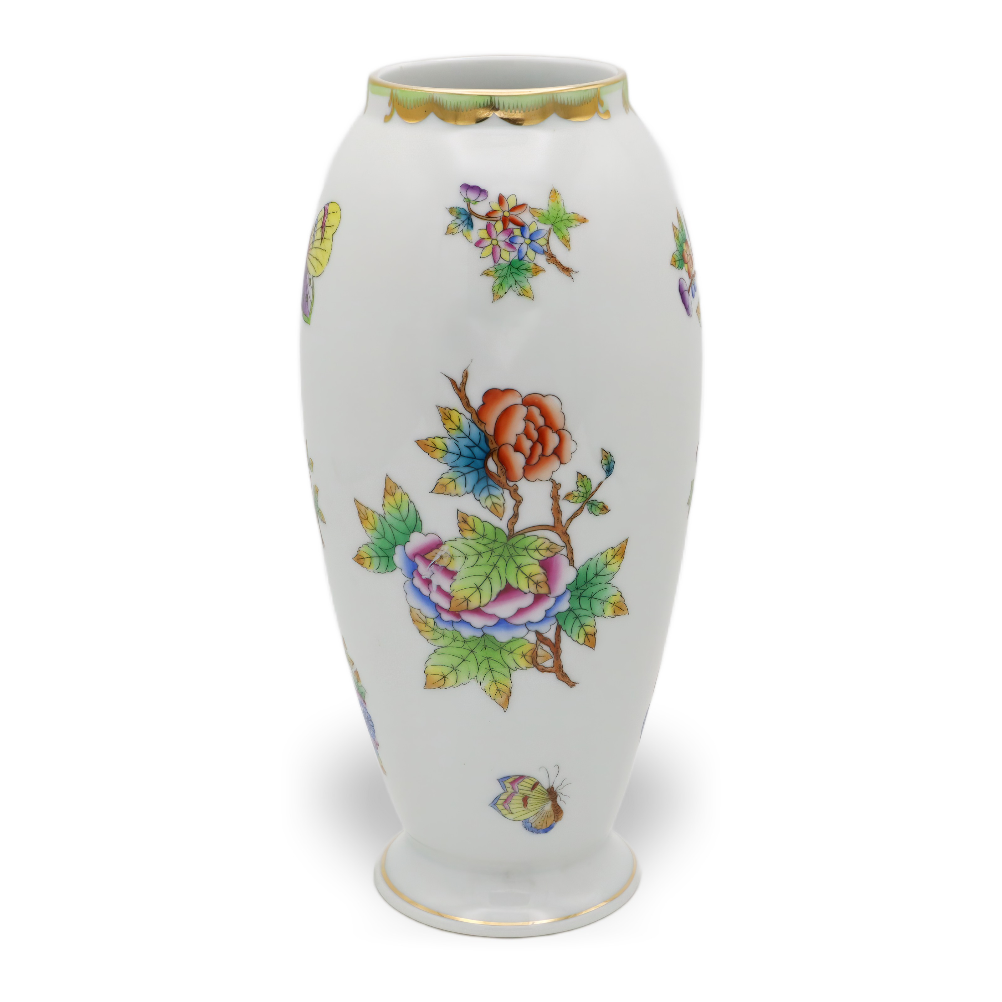 Herend Queen Victoria - Große Hohe Vase - Handbemalt - Selten - Schmetterling - Florales Porzellan - Ungarn - Vintage - Sammlerstück - Wohnkultur Thumbnail for Herend Queen Victoria - Große Hohe Vase - Handbemalt - Selten - Schmetterling - Florales Porzellan - Ungarn - Vintage - Sammlerstück - Wohnkultur
