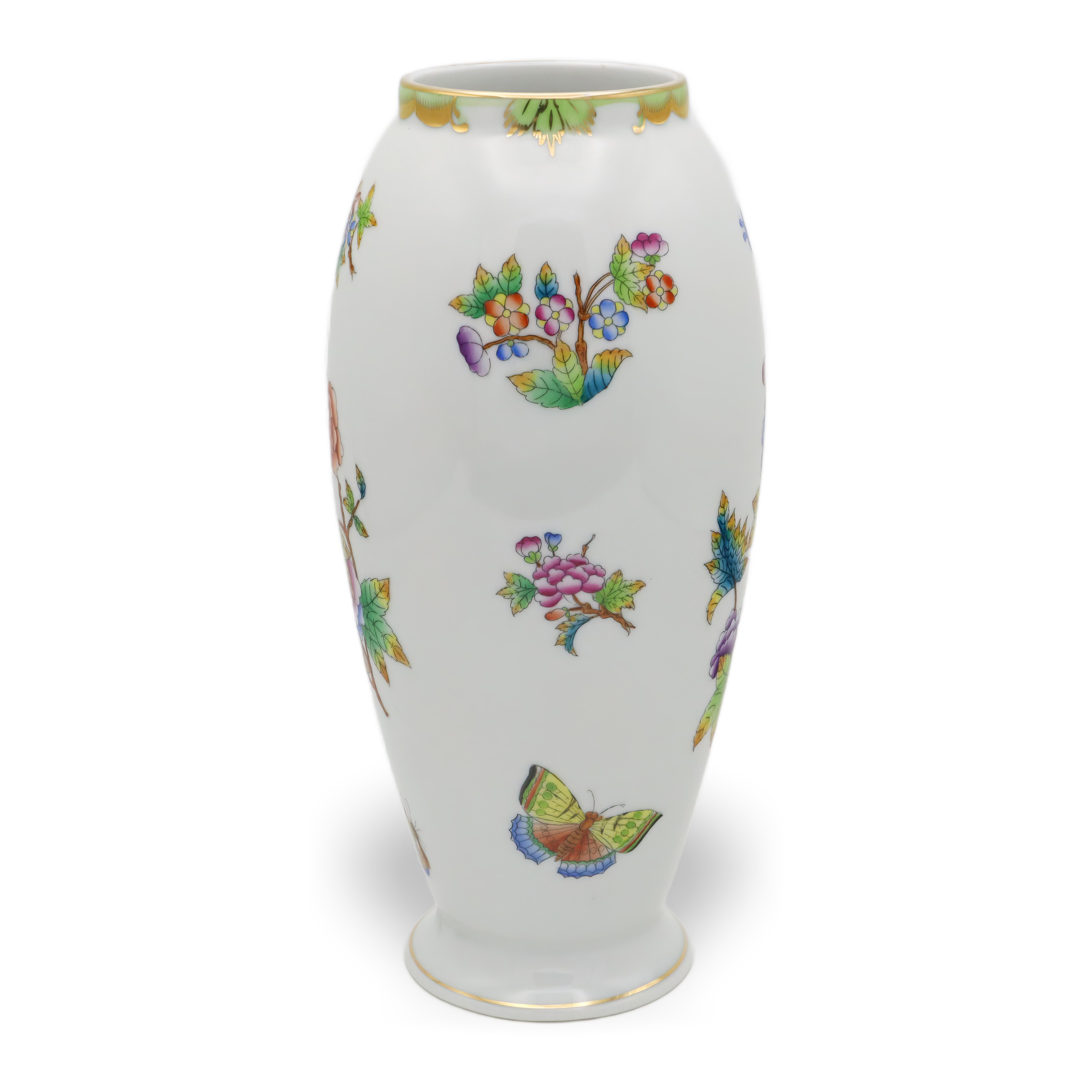 Herend Queen Victoria - Große Hohe Vase - Handbemalt - Selten - Schmetterling - Florales Porzellan - Ungarn - Vintage - Sammlerstück - Wohnkultur Thumbnail for Herend Queen Victoria - Große Hohe Vase - Handbemalt - Selten - Schmetterling - Florales Porzellan - Ungarn - Vintage - Sammlerstück - Wohnkultur
