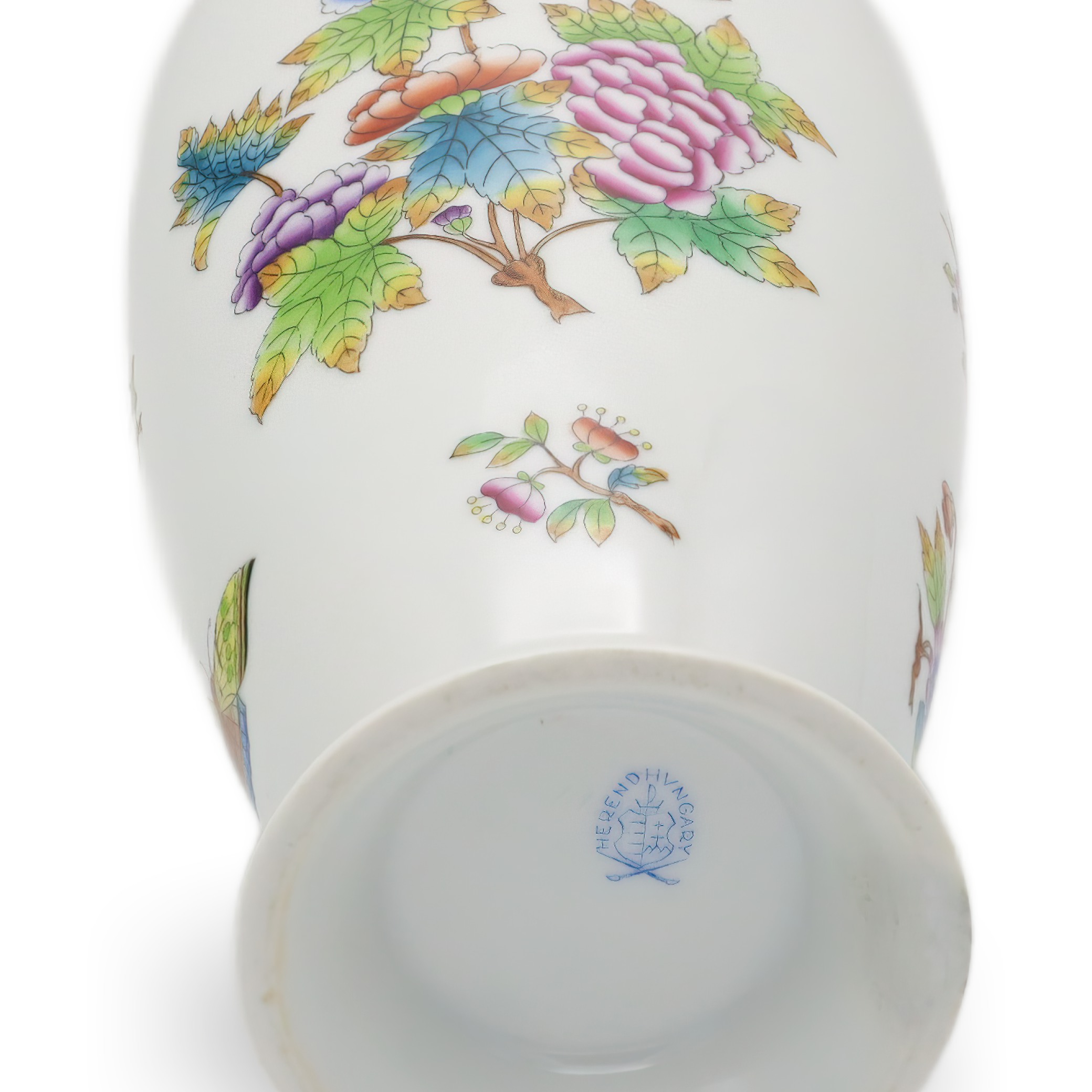 Herend Queen Victoria - Große Hohe Vase - Handbemalt - Selten - Schmetterling - Florales Porzellan - Ungarn - Vintage - Sammlerstück - Wohnkultur Thumbnail for Herend Queen Victoria - Große Hohe Vase - Handbemalt - Selten - Schmetterling - Florales Porzellan - Ungarn - Vintage - Sammlerstück - Wohnkultur