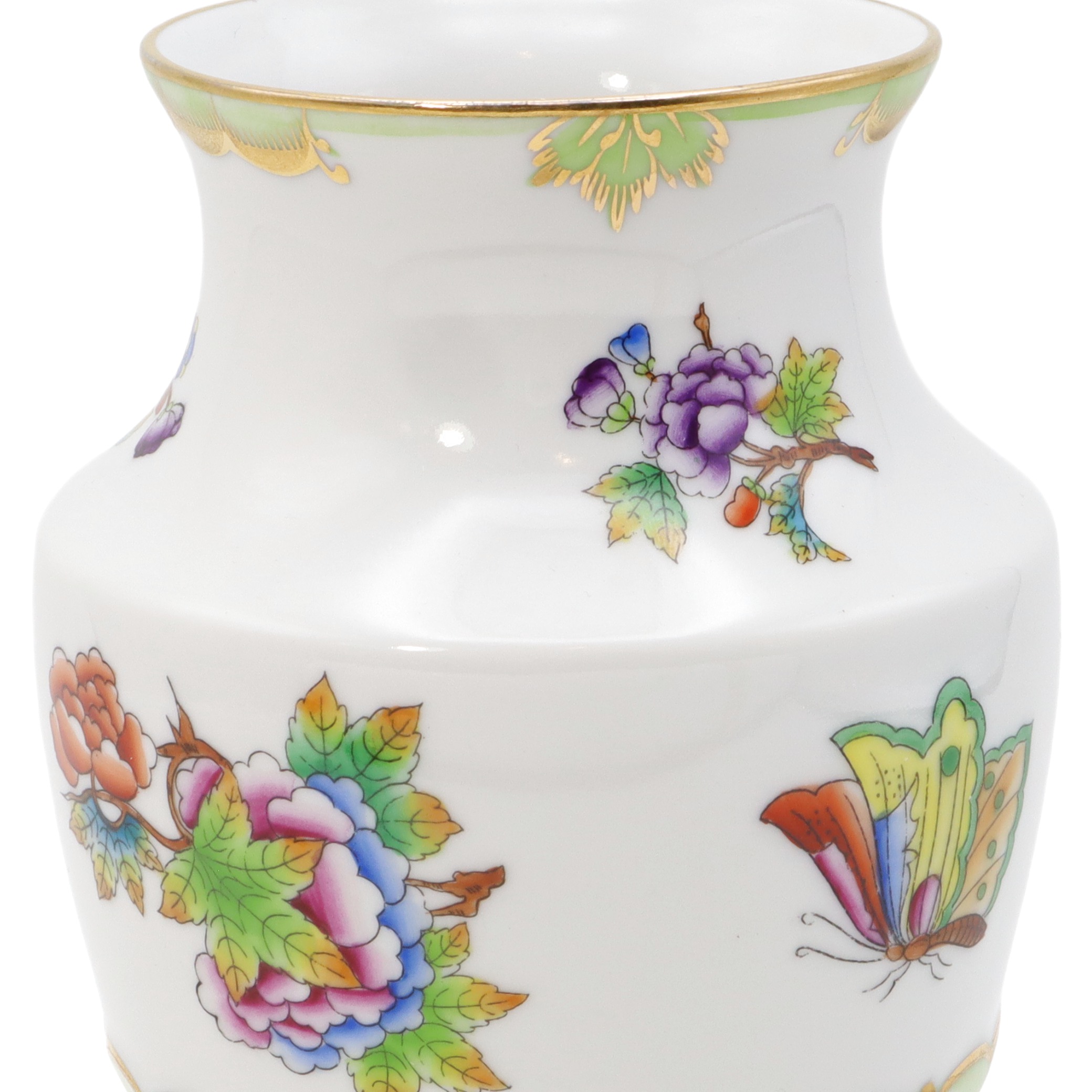 Herend Queen Victoria Kleine Vase - Goldener Rock - Schmetterlingsmotiv - Vintage Handbemalte Vase Thumbnail for Herend Queen Victoria Kleine Vase - Goldener Rock - Schmetterlingsmotiv - Vintage Handbemalte Vase