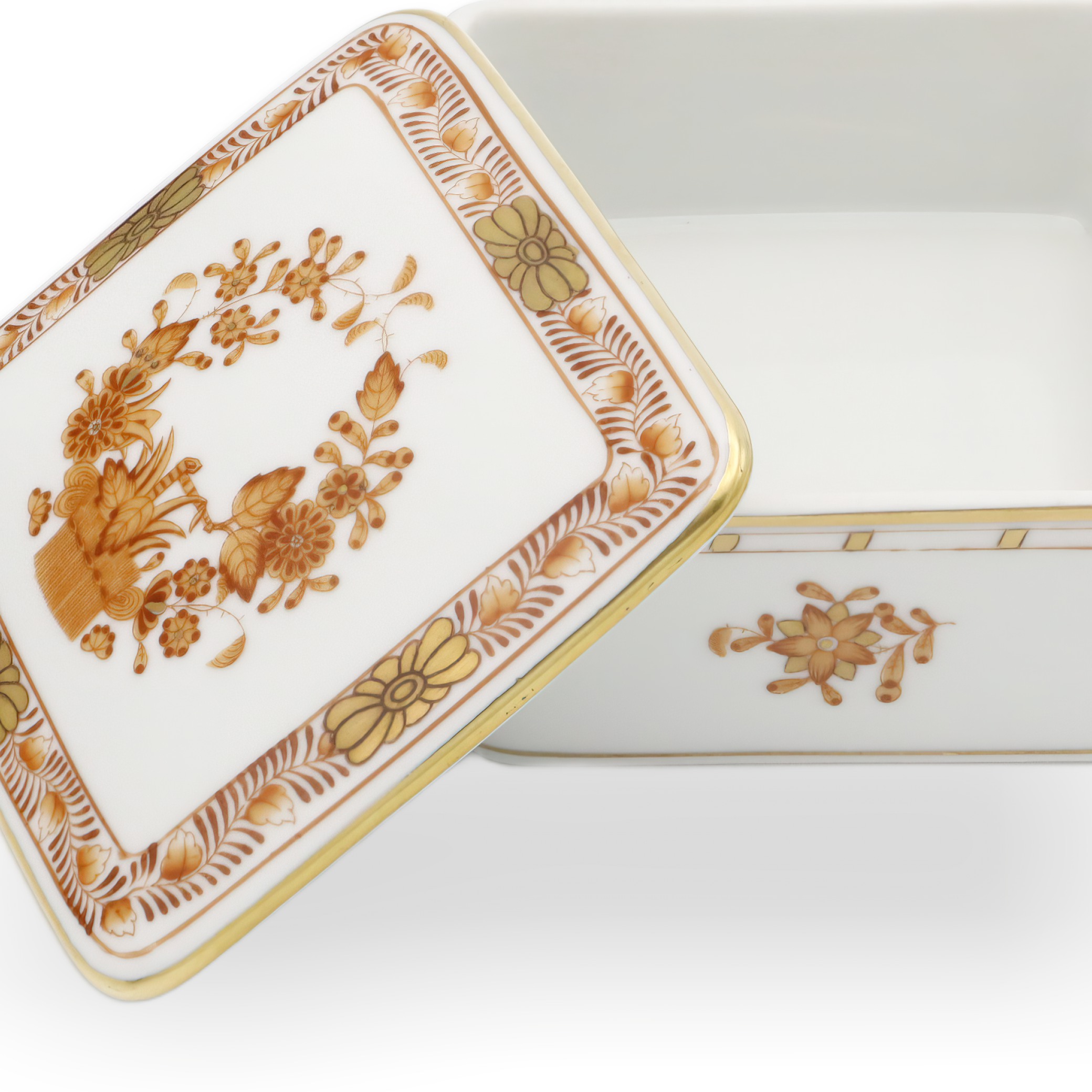 Herend Rust Chinese Bouquet Schmuckdose - Vintage - Handbemalte Herend Porzellan - Ungarn - Antike Erinnerungsdose Thumbnail for Herend Rust Chinese Bouquet Schmuckdose - Vintage - Handbemalte Herend Porzellan - Ungarn - Antike Erinnerungsdose