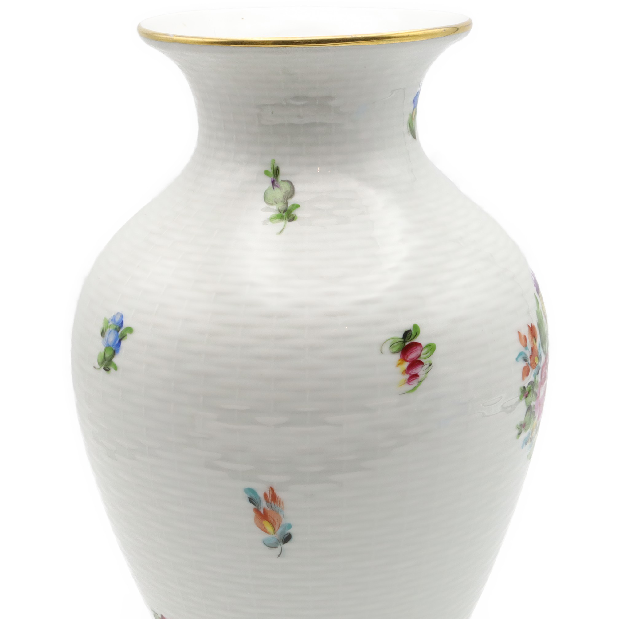 Herend Vase - Große Porzellan Blumen Vase - Dekorative Handbemalte Vase - Blumen Gefäß - Ungarische Vintage Raumausstattung