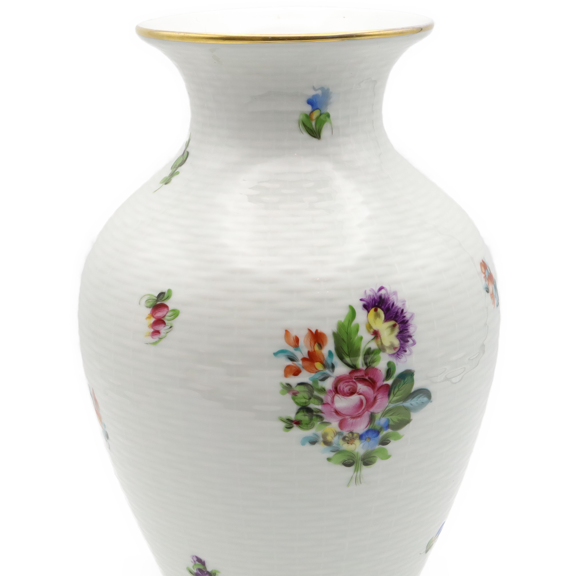 Herend Vase - Große Porzellan Blumen Vase - Dekorative Handbemalte Vase - Blumen Gefäß - Ungarische Vintage Raumausstattung