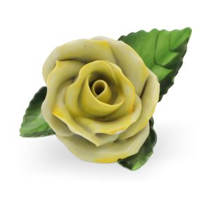 Herend Gelbe Porzellanrose - Antikes Dekor - Ungarn - Handbemalte Florale Figur - Vintage Herend Tischdekoration