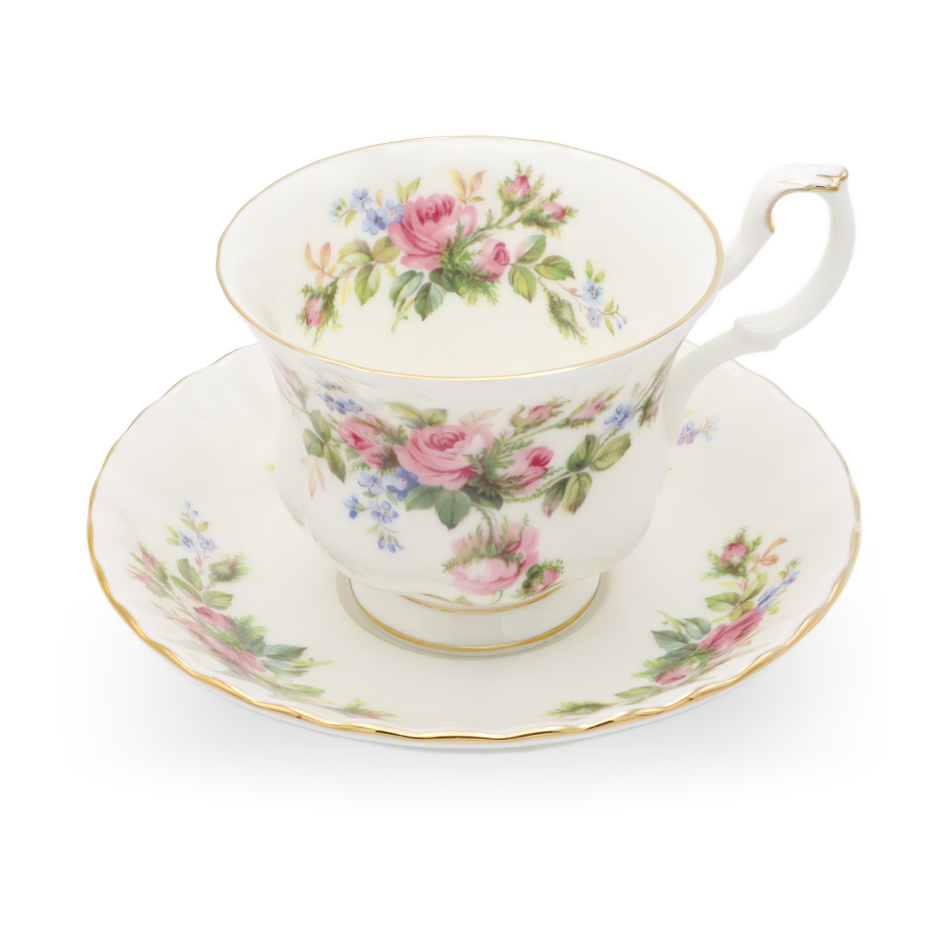 Royal Albert Moss Rose Tasse Mit Untertasse - Vintage Knochenporzellan Teetasse - Rosafarbenes Blumenmuster - England - 1940er Royal Albert Moss Rose Tasse Mit Untertasse - Vintage Knochenporzellan Teetasse - Rosafarbenes Blumenmuster - England - 1940er