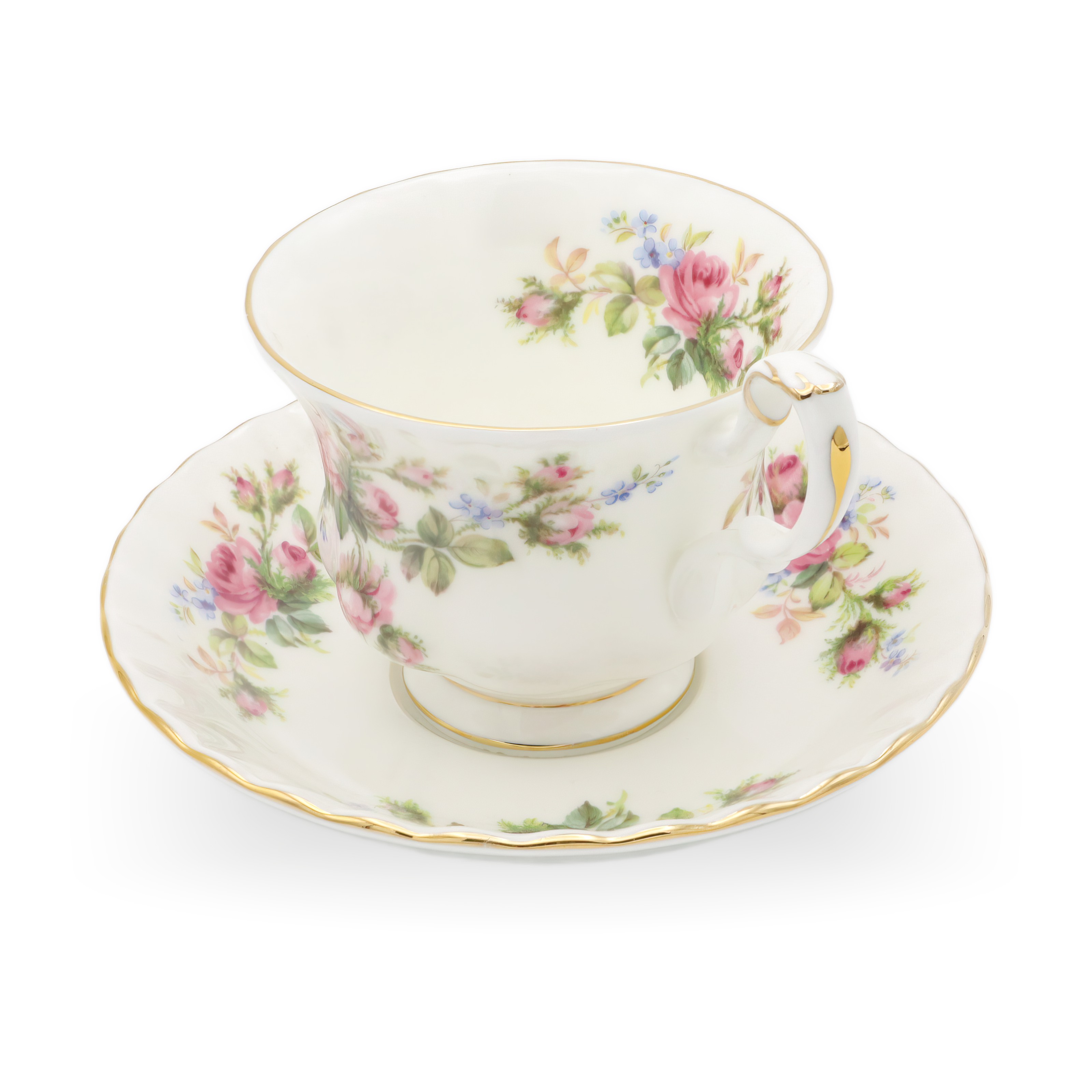 Royal Albert Moss Rose Tasse Mit Untertasse - Vintage Knochenporzellan Teetasse - Rosafarbenes Blumenmuster - England - 1940er Thumbnail for Royal Albert Moss Rose Tasse Mit Untertasse - Vintage Knochenporzellan Teetasse - Rosafarbenes Blumenmuster - England - 1940er