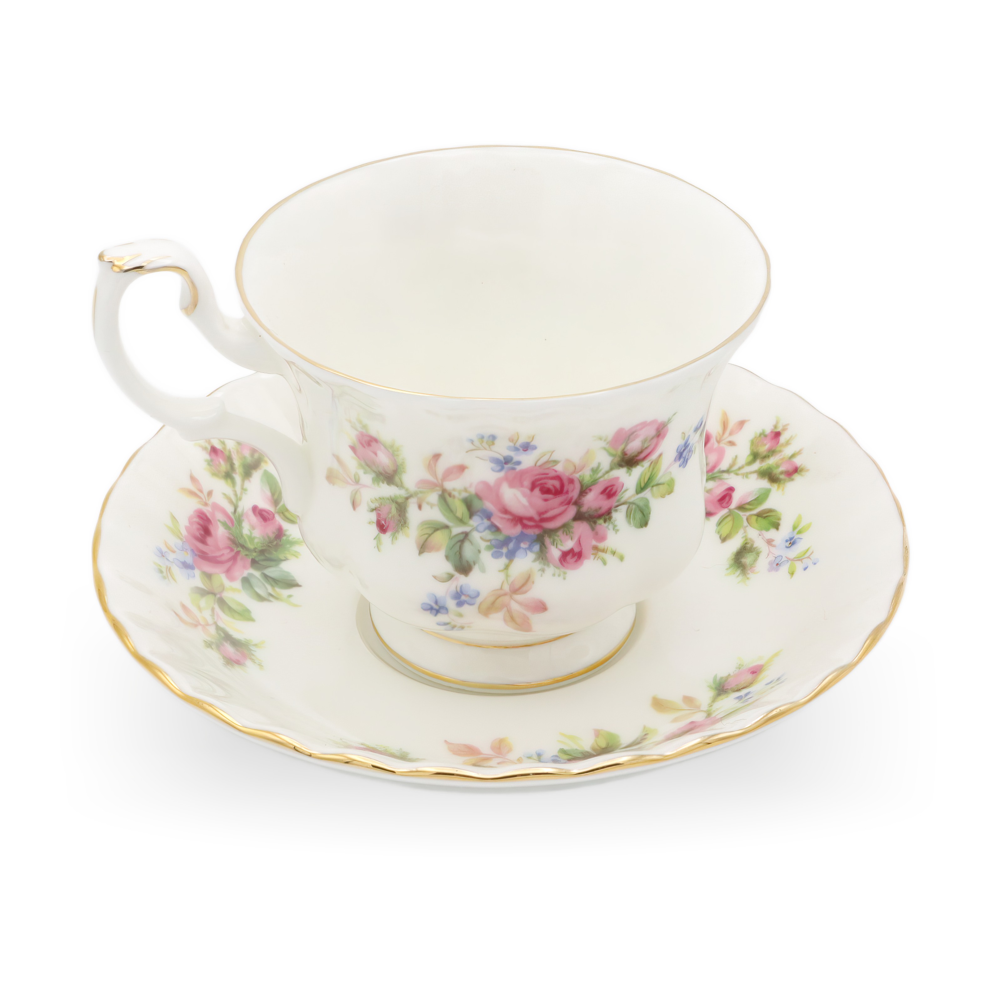 Royal Albert Moss Rose Tasse Mit Untertasse - Vintage Knochenporzellan Teetasse - Rosafarbenes Blumenmuster - England - 1940er Thumbnail for Royal Albert Moss Rose Tasse Mit Untertasse - Vintage Knochenporzellan Teetasse - Rosafarbenes Blumenmuster - England - 1940er