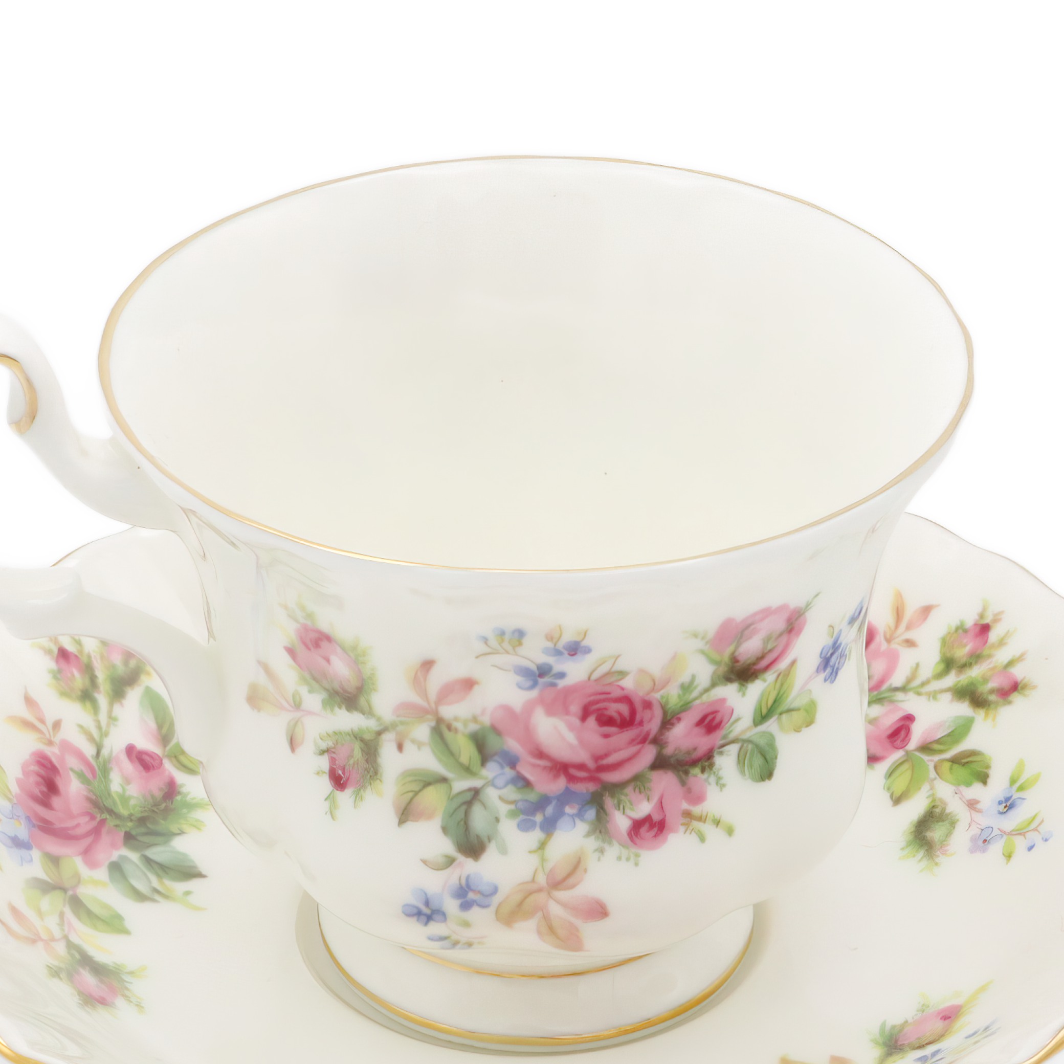Royal Albert Moss Rose Tasse Mit Untertasse - Vintage Knochenporzellan Teetasse - Rosafarbenes Blumenmuster - England - 1940er Thumbnail for Royal Albert Moss Rose Tasse Mit Untertasse - Vintage Knochenporzellan Teetasse - Rosafarbenes Blumenmuster - England - 1940er