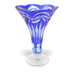 Bohemia Blau Kristall Handgeschliffene Vase - Tschechisches Glas - Vintage Deko