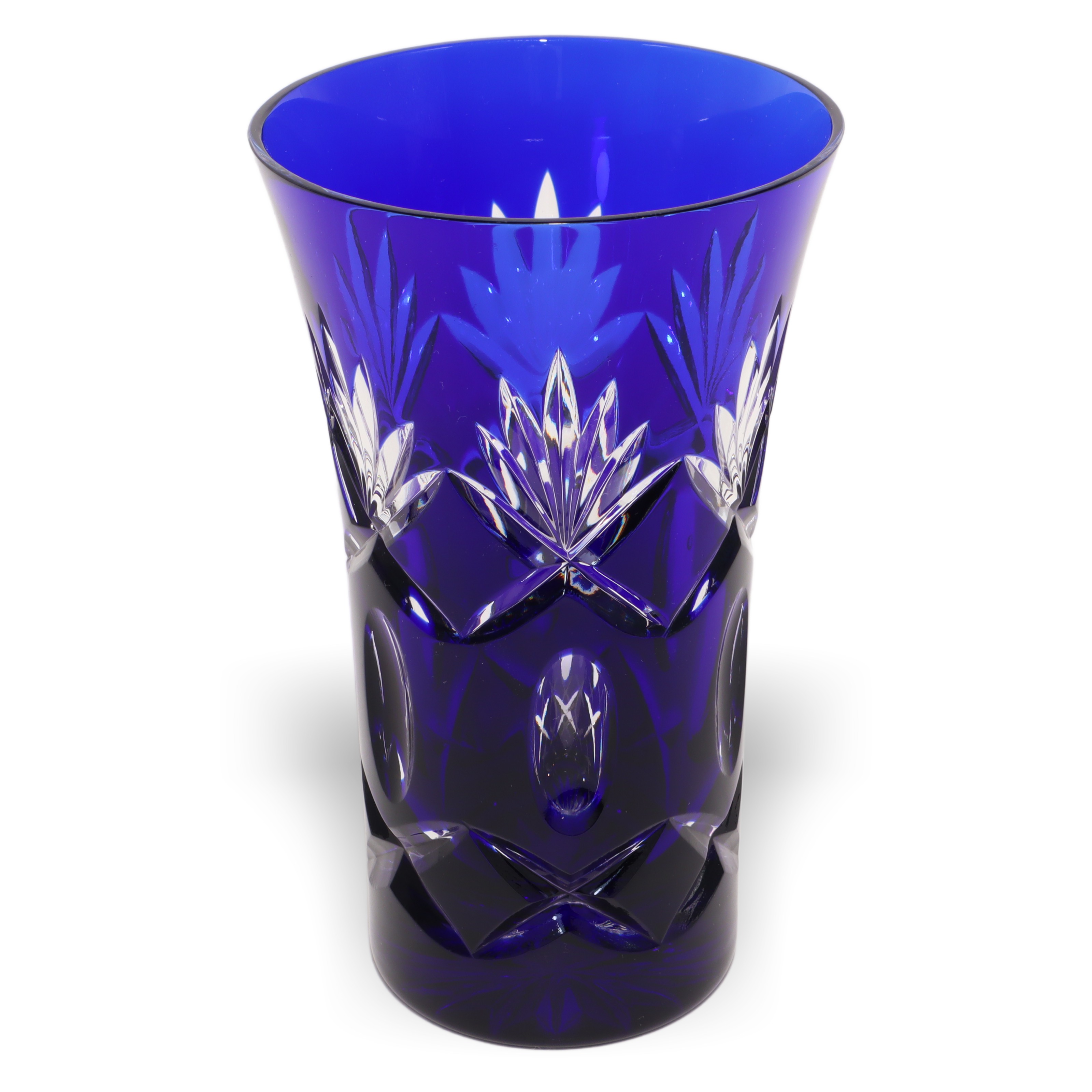 Bohemia Blue Handgeschliffene Kristallvase - Czech Glass Decor Thumbnail for Bohemia Blue Handgeschliffene Kristallvase - Czech Glass Decor