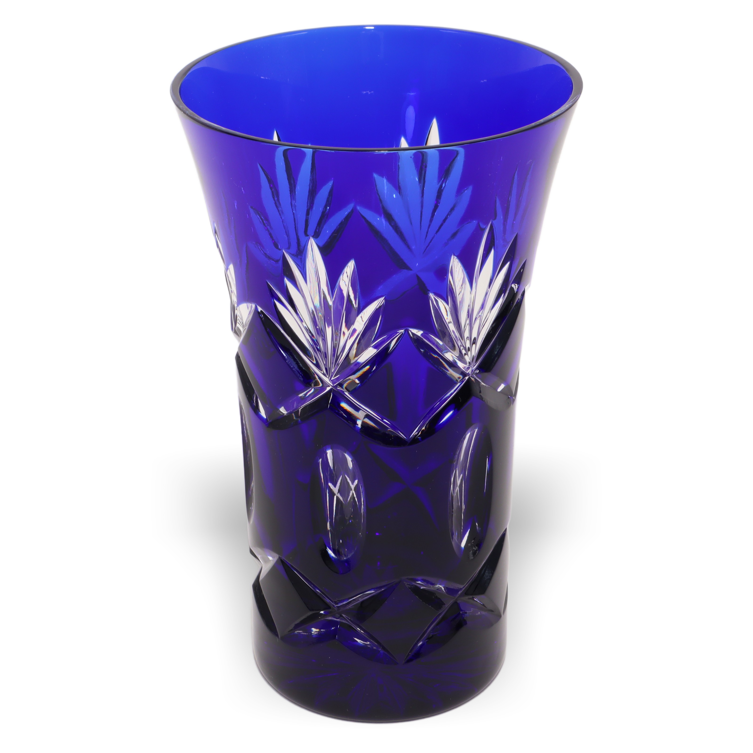 Bohemia Blue Handgeschliffene Kristallvase - Czech Glass Decor Thumbnail for Bohemia Blue Handgeschliffene Kristallvase - Czech Glass Decor