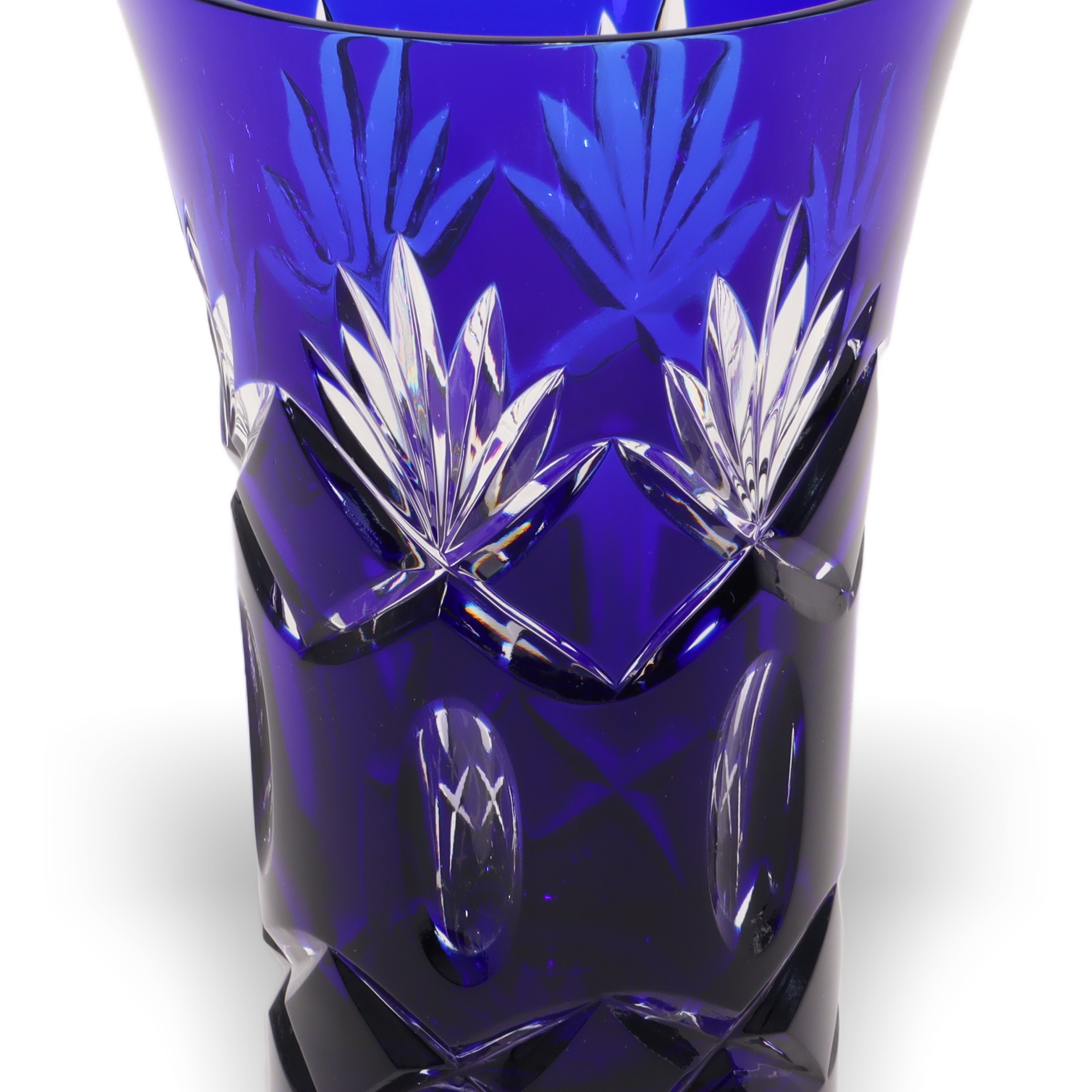 Bohemia Blue Handgeschliffene Kristallvase - Czech Glass Decor Thumbnail for Bohemia Blue Handgeschliffene Kristallvase - Czech Glass Decor