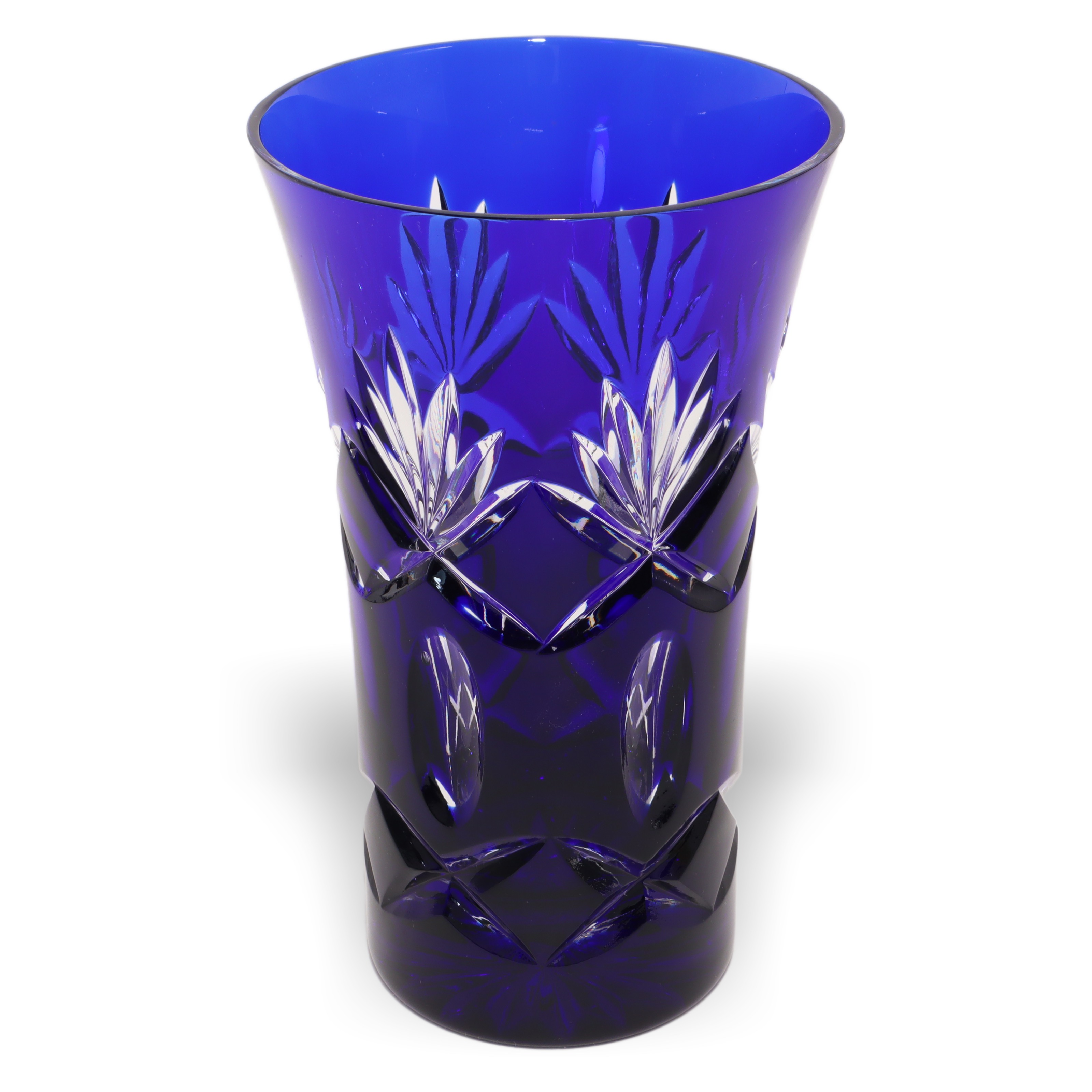 Bohemia Blue Handgeschliffene Kristallvase - Czech Glass Decor Thumbnail for Bohemia Blue Handgeschliffene Kristallvase - Czech Glass Decor