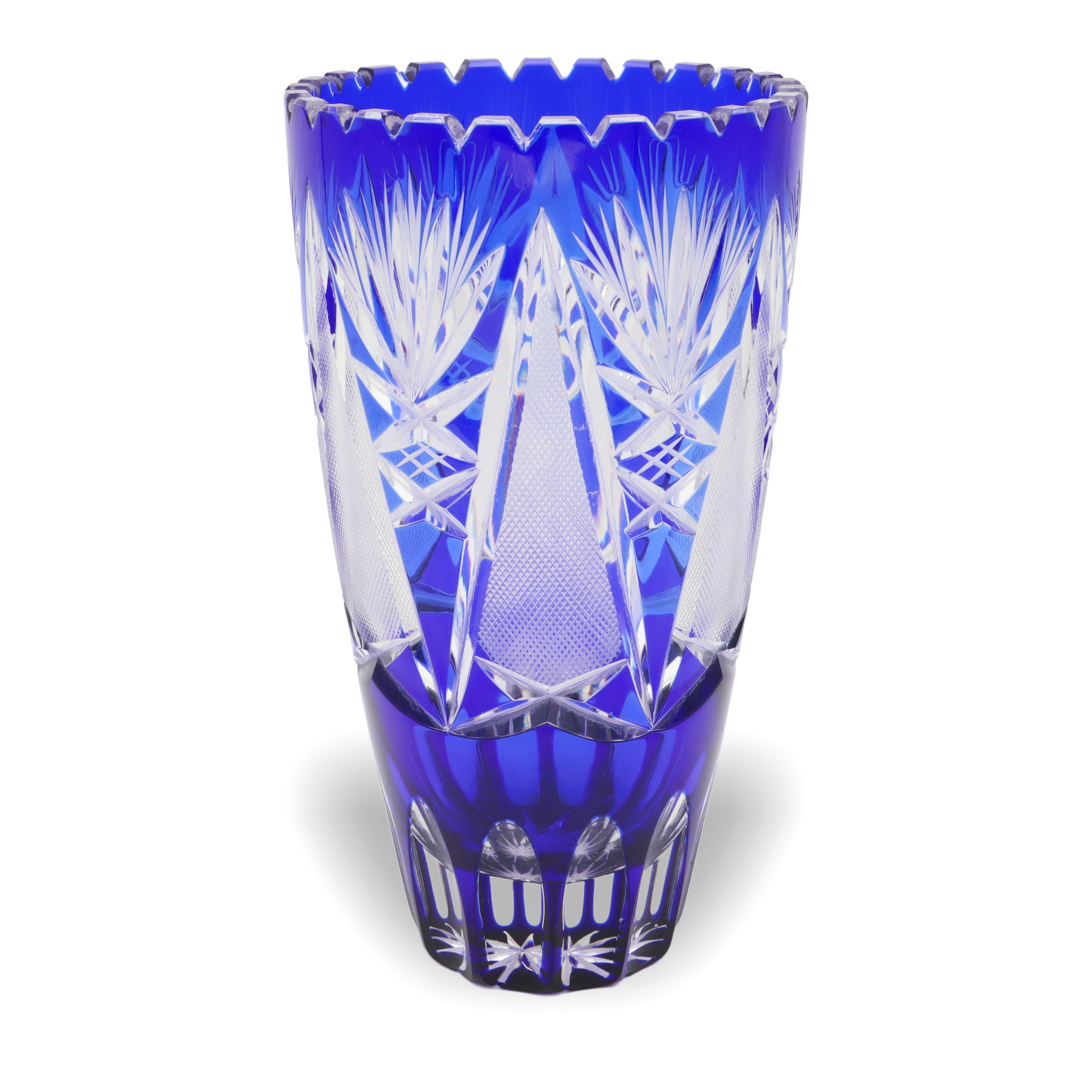 Bohemia Crystal Glas - Handgeschliffen - Blaue Luxusvase - Tschechische Vintage-Kobaltvase - Mittelpunkt Bohemia Crystal Glas - Handgeschliffen - Blaue Luxusvase - Tschechische Vintage-Kobaltvase - Mittelpunkt