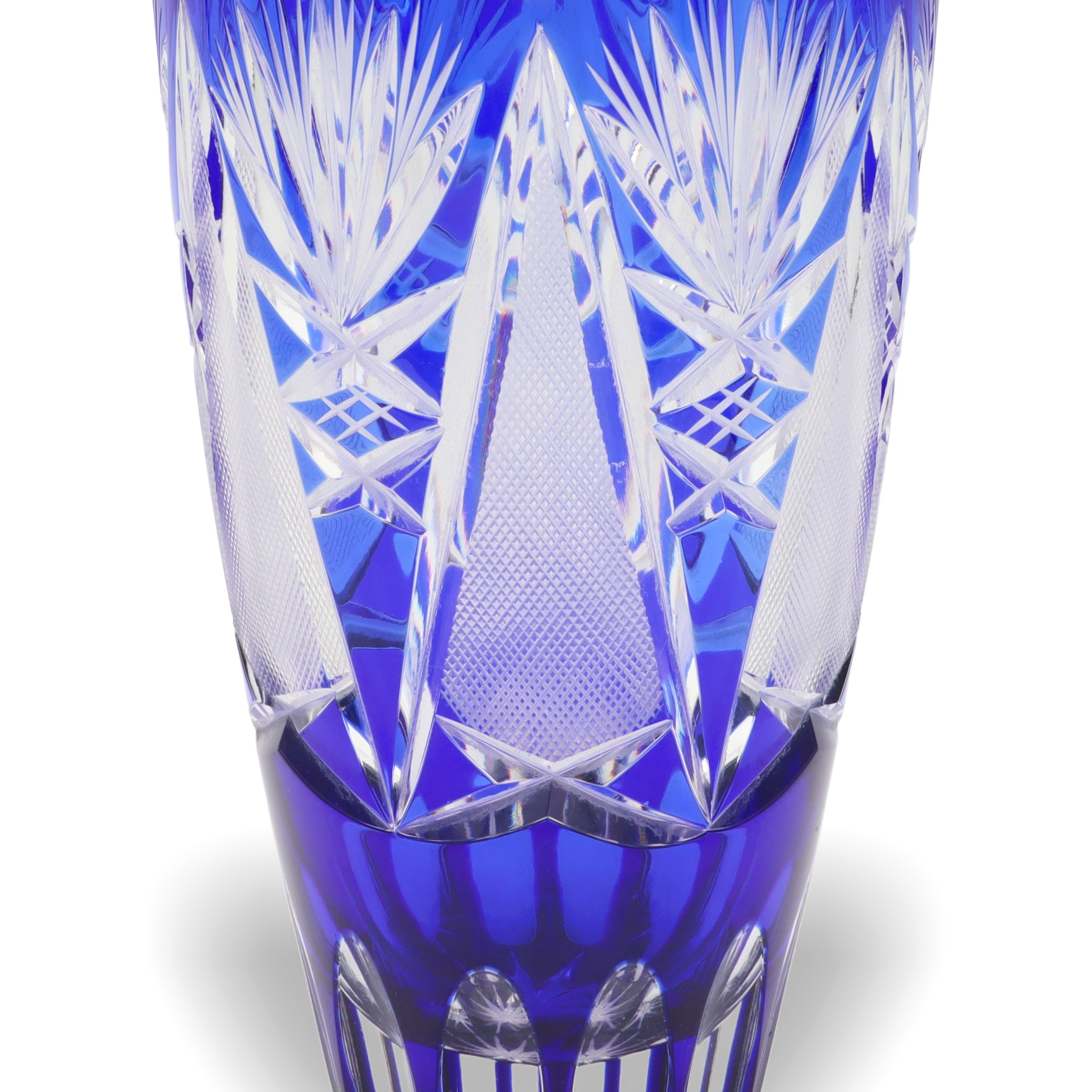 Bohemia Crystal Glas - Handgeschliffen - Blaue Luxusvase - Tschechische Vintage-Kobaltvase - Mittelpunkt Thumbnail for Bohemia Crystal Glas - Handgeschliffen - Blaue Luxusvase - Tschechische Vintage-Kobaltvase - Mittelpunkt