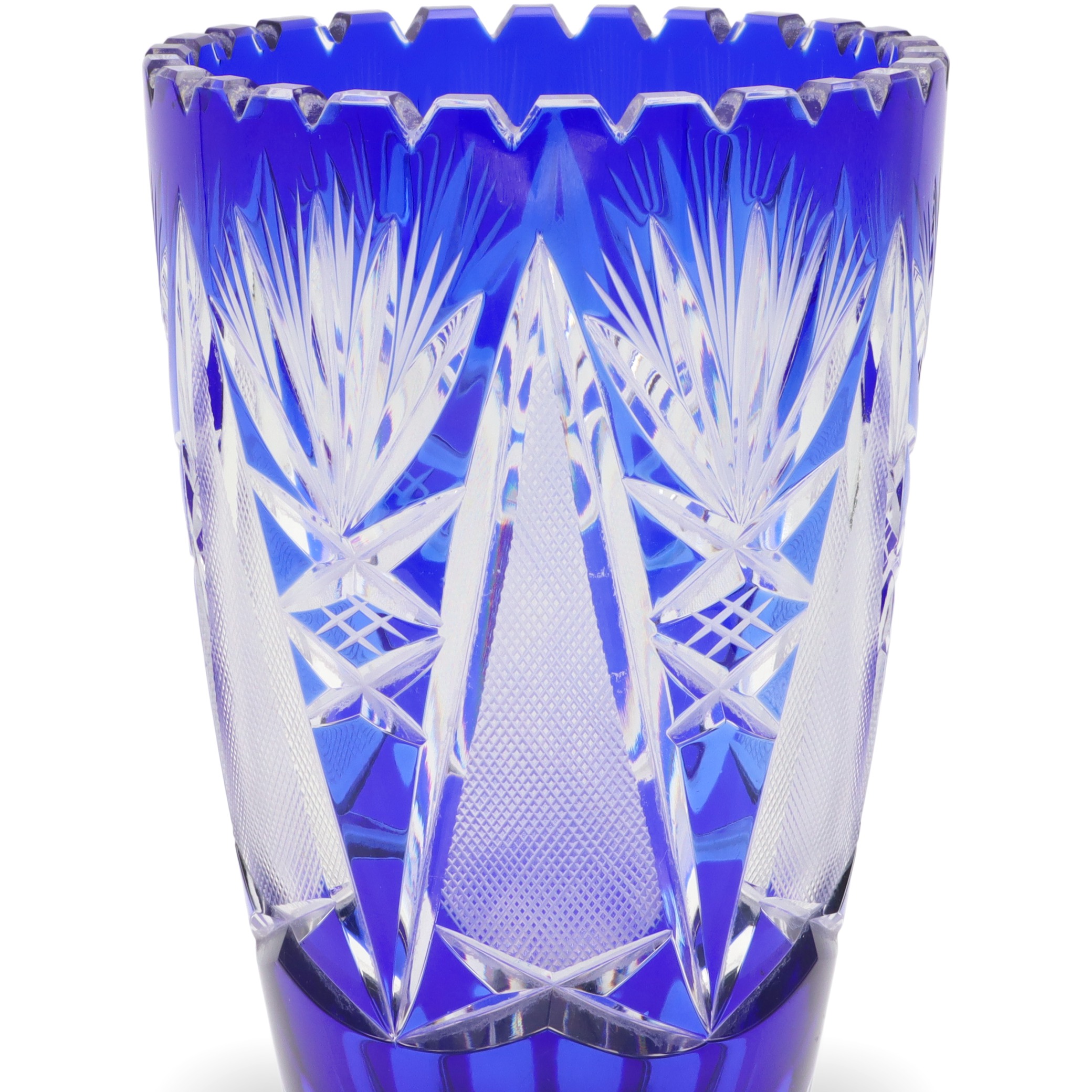 Bohemia Crystal Glas - Handgeschliffen - Blaue Luxusvase - Tschechische Vintage-Kobaltvase - Mittelpunkt Thumbnail for Bohemia Crystal Glas - Handgeschliffen - Blaue Luxusvase - Tschechische Vintage-Kobaltvase - Mittelpunkt