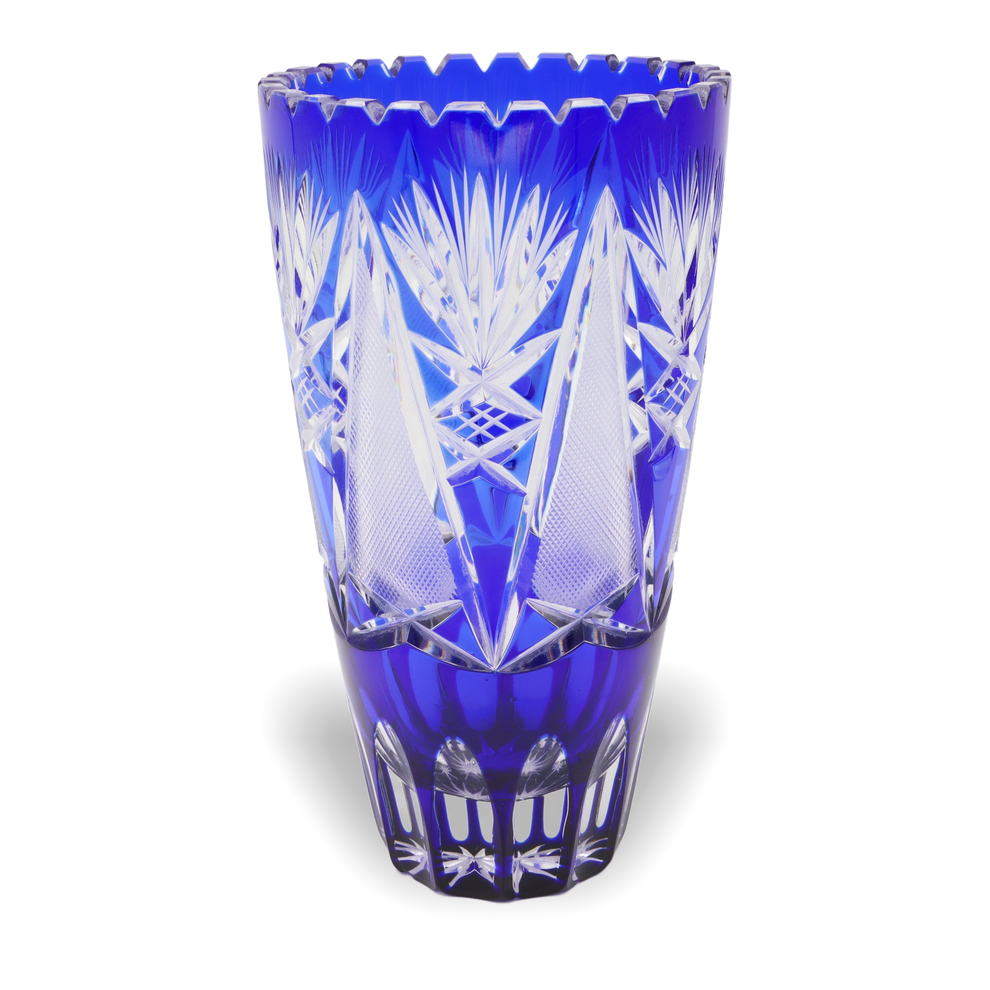 Bohemia Crystal Glas - Handgeschliffen - Blaue Luxusvase - Tschechische Vintage-Kobaltvase - Mittelpunkt Thumbnail for Bohemia Crystal Glas - Handgeschliffen - Blaue Luxusvase - Tschechische Vintage-Kobaltvase - Mittelpunkt