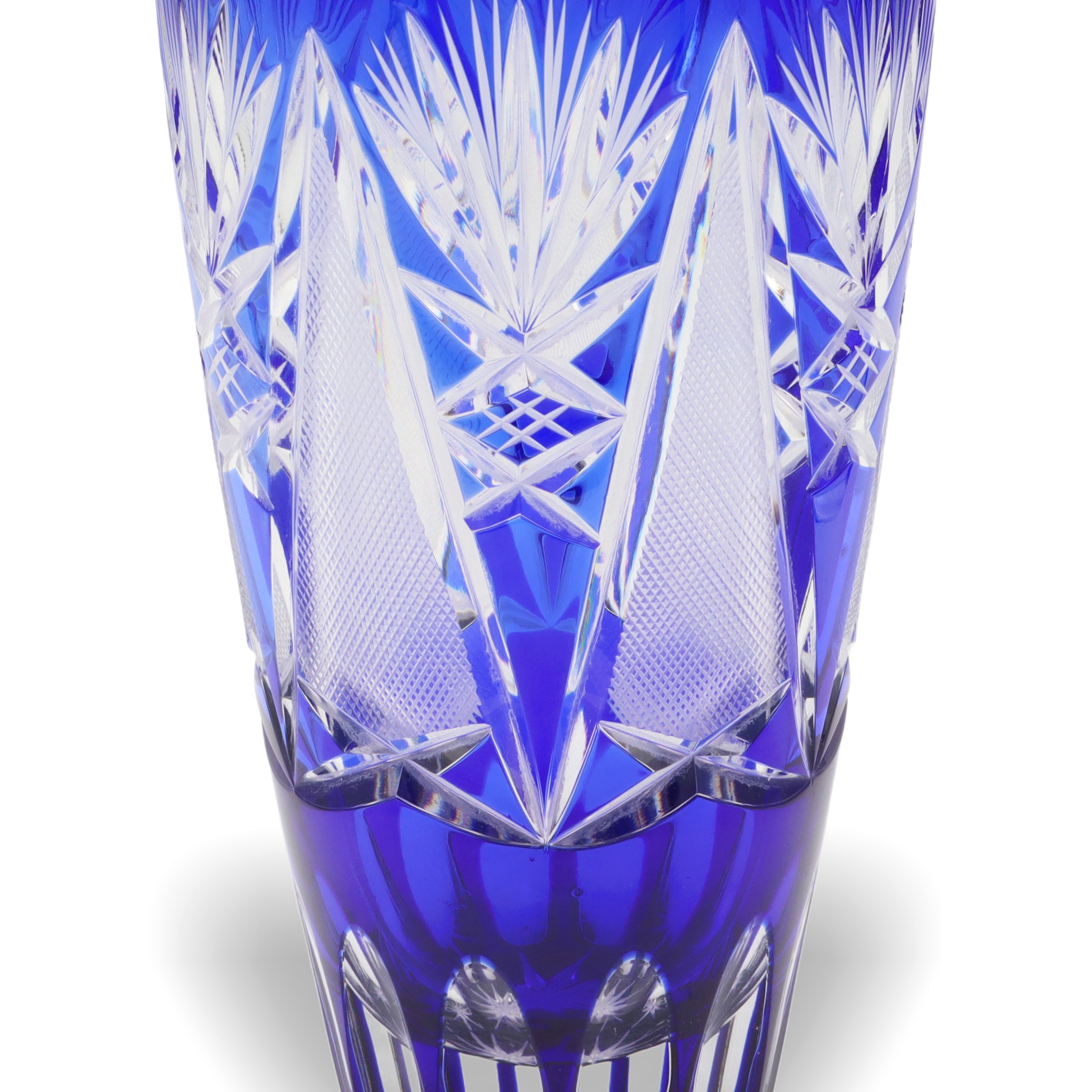 Bohemia Crystal Glas - Handgeschliffen - Blaue Luxusvase - Tschechische Vintage-Kobaltvase - Mittelpunkt Thumbnail for Bohemia Crystal Glas - Handgeschliffen - Blaue Luxusvase - Tschechische Vintage-Kobaltvase - Mittelpunkt