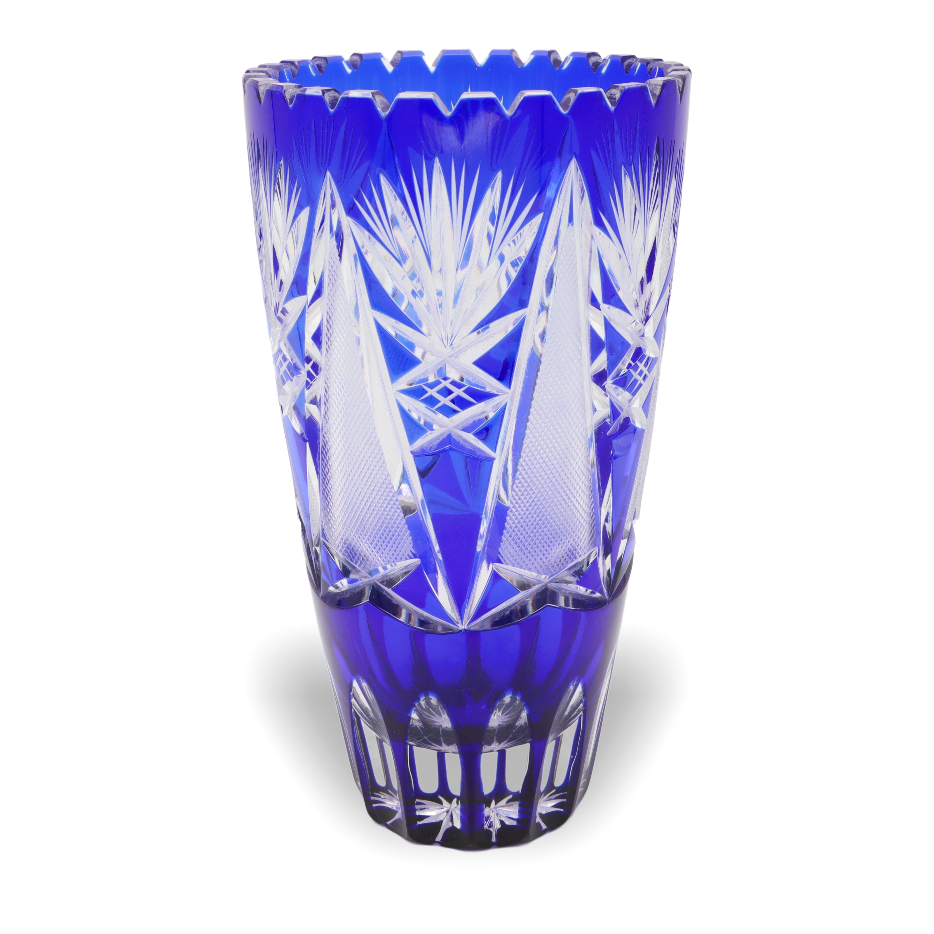 Bohemia Crystal Glas - Handgeschliffen - Blaue Luxusvase - Tschechische Vintage-Kobaltvase - Mittelpunkt Thumbnail for Bohemia Crystal Glas - Handgeschliffen - Blaue Luxusvase - Tschechische Vintage-Kobaltvase - Mittelpunkt