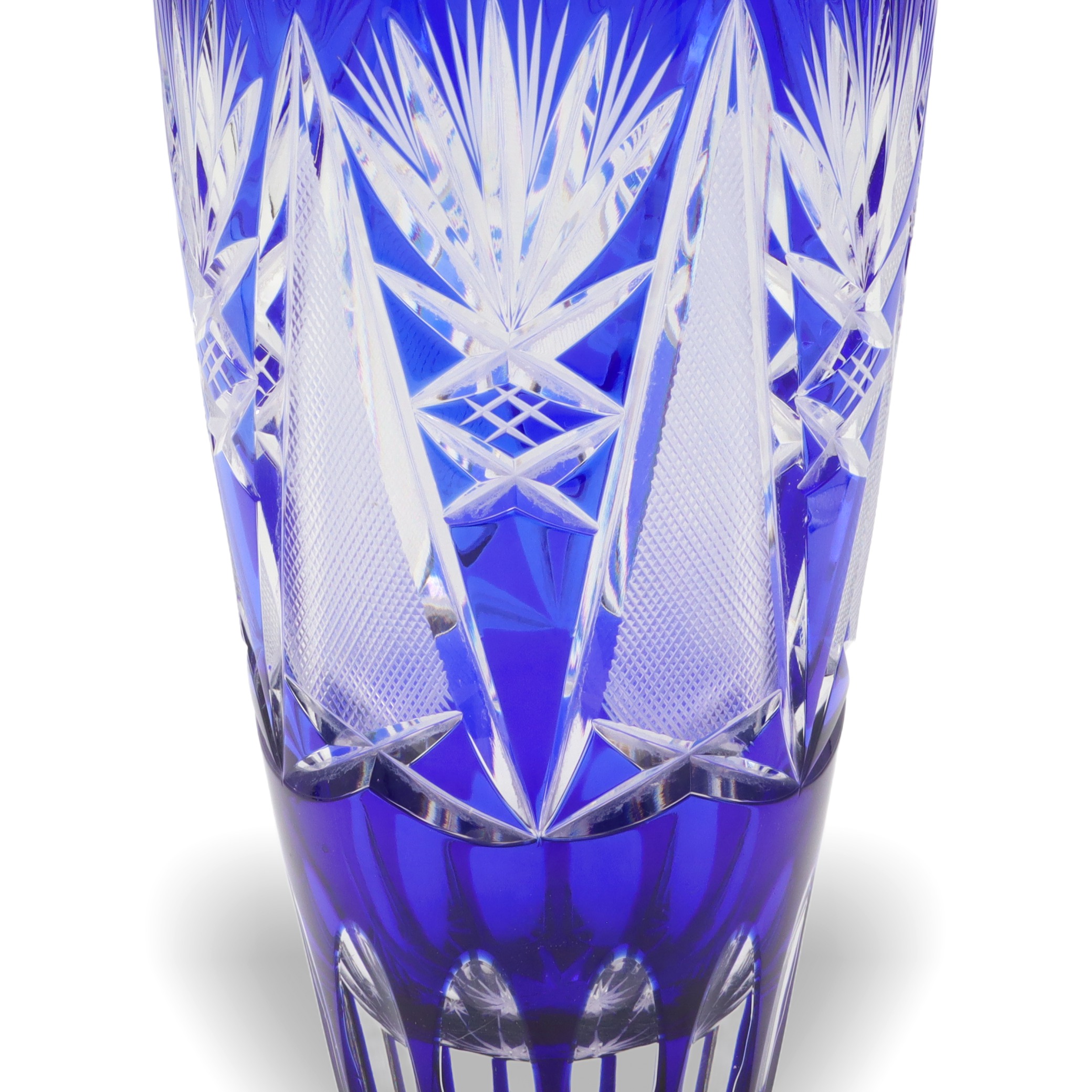 Bohemia Crystal Glas - Handgeschliffen - Blaue Luxusvase - Tschechische Vintage-Kobaltvase - Mittelpunkt Thumbnail for Bohemia Crystal Glas - Handgeschliffen - Blaue Luxusvase - Tschechische Vintage-Kobaltvase - Mittelpunkt