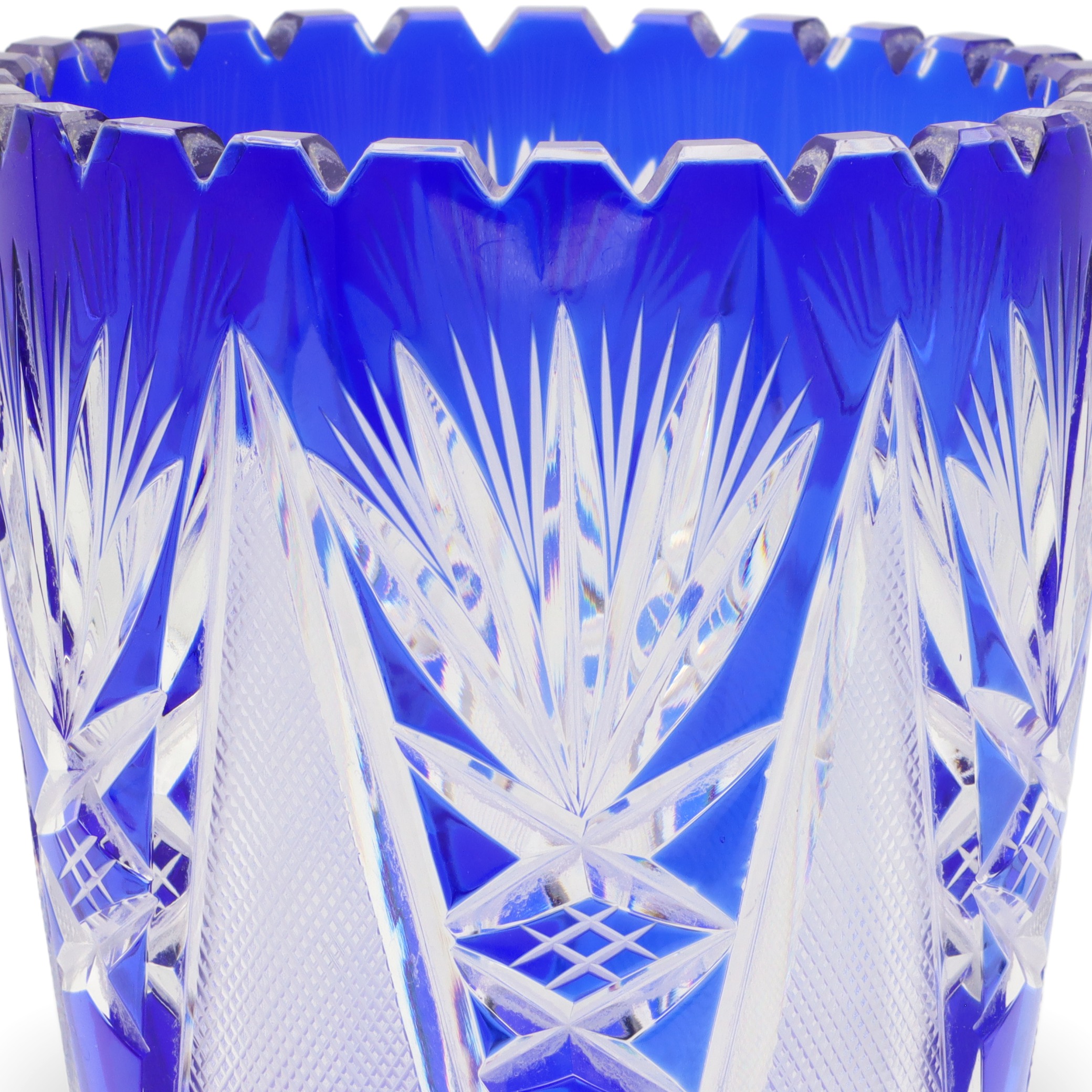 Bohemia Crystal Glas - Handgeschliffen - Blaue Luxusvase - Tschechische Vintage-Kobaltvase - Mittelpunkt Thumbnail for Bohemia Crystal Glas - Handgeschliffen - Blaue Luxusvase - Tschechische Vintage-Kobaltvase - Mittelpunkt