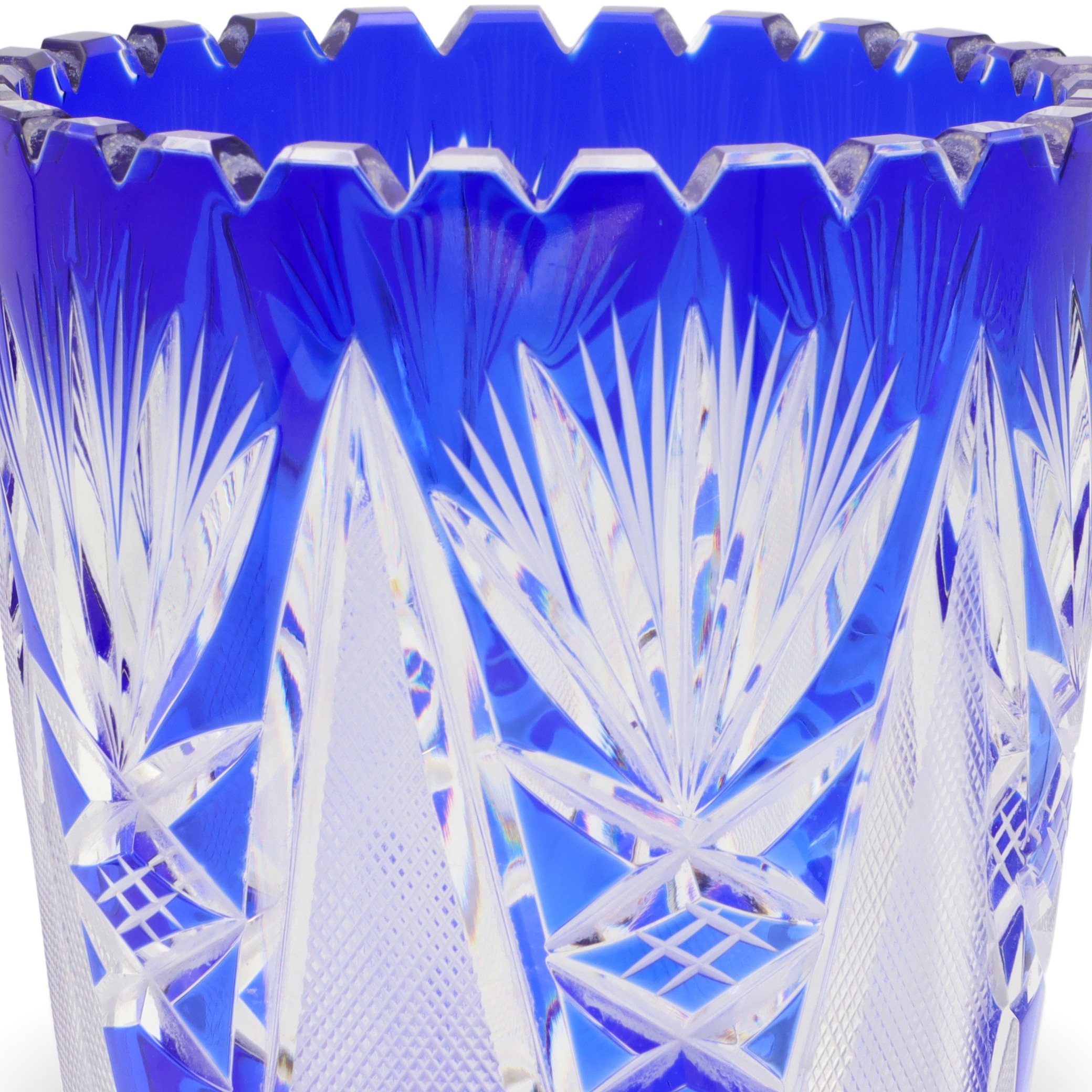 Bohemia Crystal Glas - Handgeschliffen - Blaue Luxusvase - Tschechische Vintage-Kobaltvase - Mittelpunkt Thumbnail for Bohemia Crystal Glas - Handgeschliffen - Blaue Luxusvase - Tschechische Vintage-Kobaltvase - Mittelpunkt