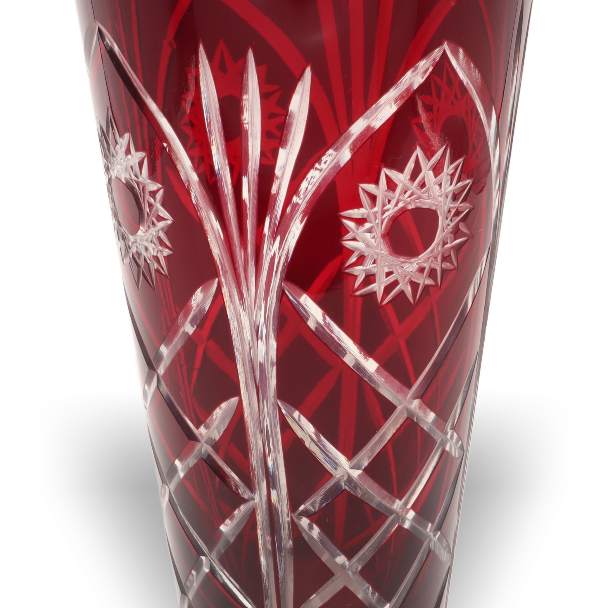 Bohemia Kristallglas - Handgeschliffene Weinglas-Farben Vase - Tschechische Vintage Kunstglas Deko Thumbnail for Bohemia Kristallglas - Handgeschliffene Weinglas-Farben Vase - Tschechische Vintage Kunstglas Deko