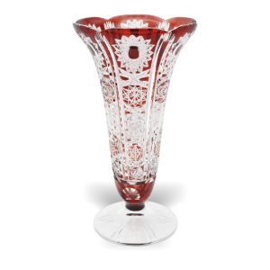 Bohemia Red Crystal Handgeschliffene Luxusvase - Tschechoslowakische Rubinglas-Tischvase