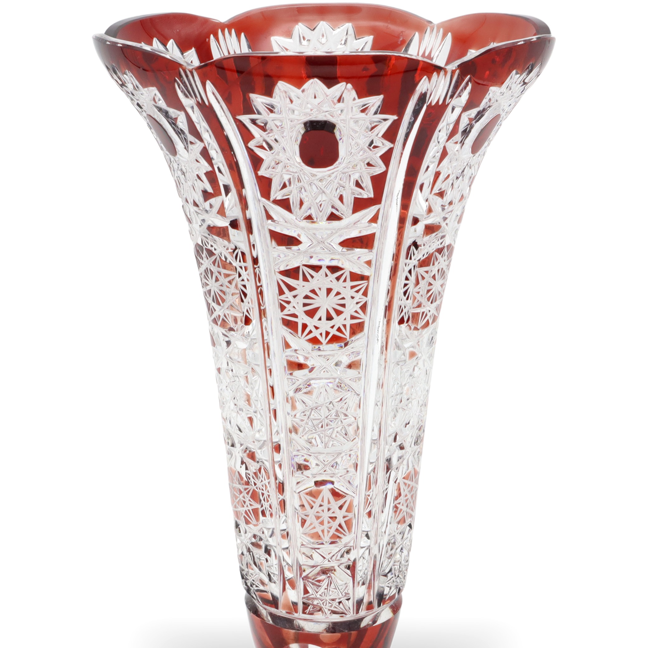 Bohemia Red Crystal Handgeschliffene Luxusvase - Tschechoslowakische Rubinglas-Tischvase Thumbnail for Bohemia Red Crystal Handgeschliffene Luxusvase - Tschechoslowakische Rubinglas-Tischvase