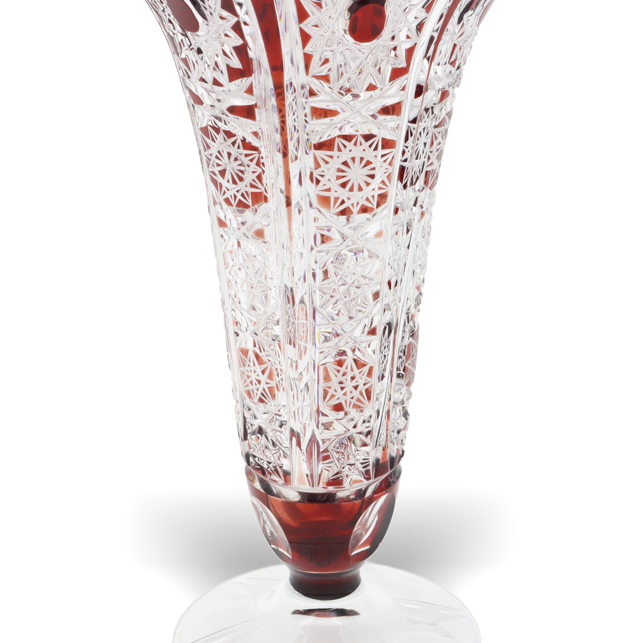 Bohemia Red Crystal Handgeschliffene Luxusvase - Tschechoslowakische Rubinglas-Tischvase Thumbnail for Bohemia Red Crystal Handgeschliffene Luxusvase - Tschechoslowakische Rubinglas-Tischvase