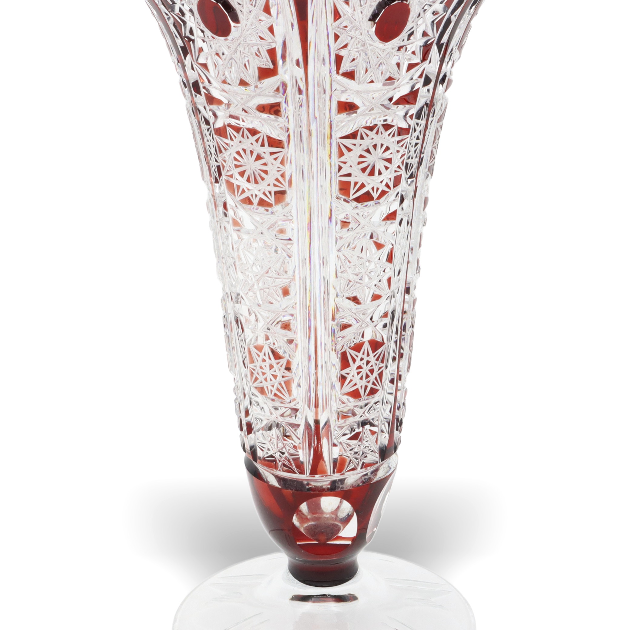Bohemia Red Crystal Handgeschliffene Luxusvase - Tschechoslowakische Rubinglas-Tischvase Thumbnail for Bohemia Red Crystal Handgeschliffene Luxusvase - Tschechoslowakische Rubinglas-Tischvase
