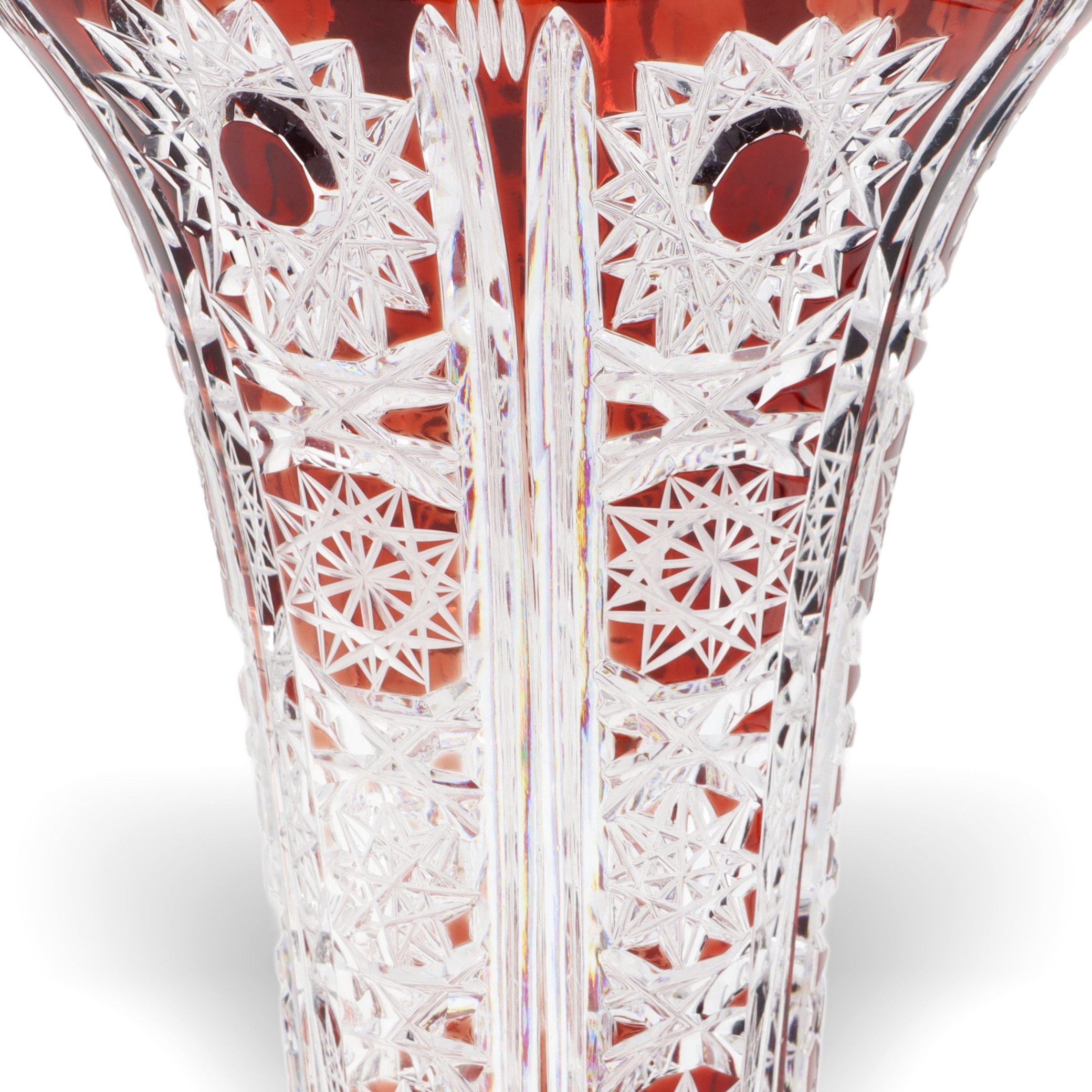 Bohemia Red Crystal Handgeschliffene Luxusvase - Tschechoslowakische Rubinglas-Tischvase Thumbnail for Bohemia Red Crystal Handgeschliffene Luxusvase - Tschechoslowakische Rubinglas-Tischvase