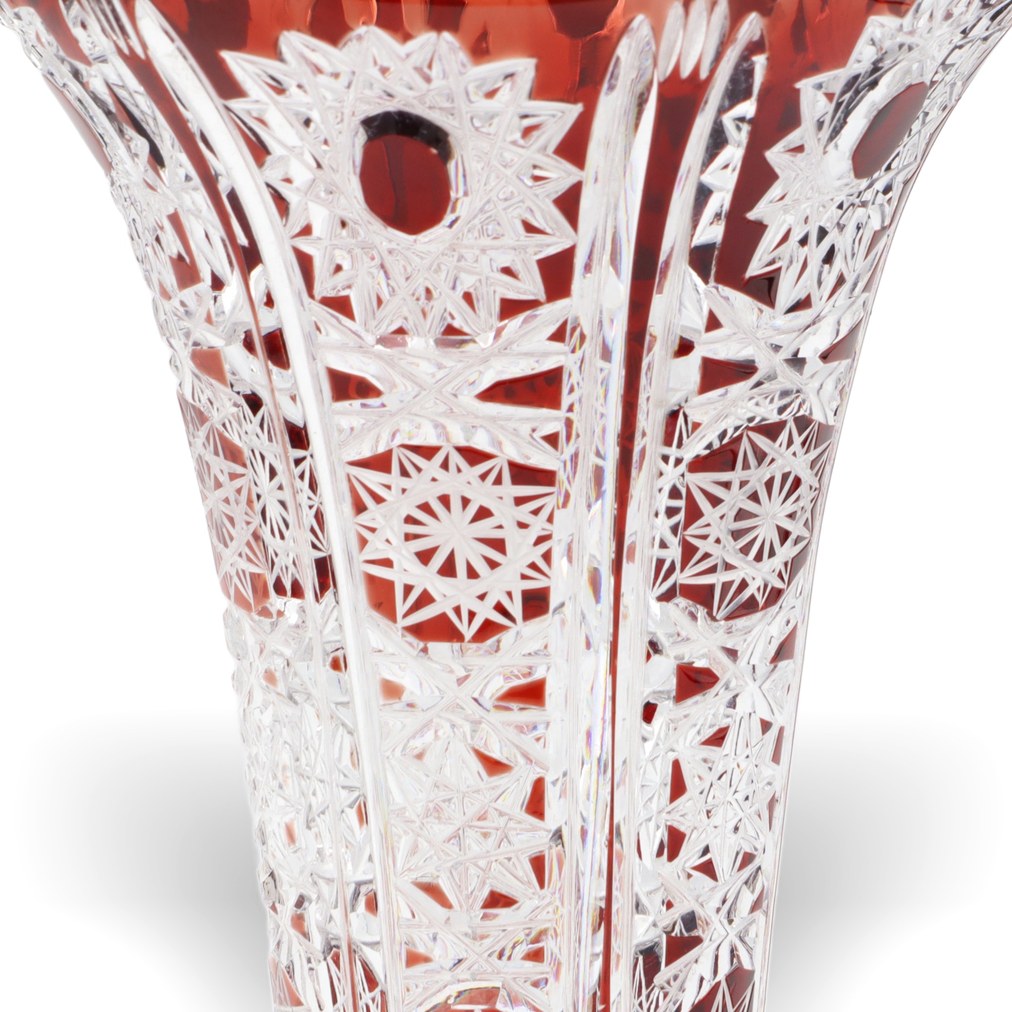 Bohemia Red Crystal Handgeschliffene Luxusvase - Tschechoslowakische Rubinglas-Tischvase Thumbnail for Bohemia Red Crystal Handgeschliffene Luxusvase - Tschechoslowakische Rubinglas-Tischvase